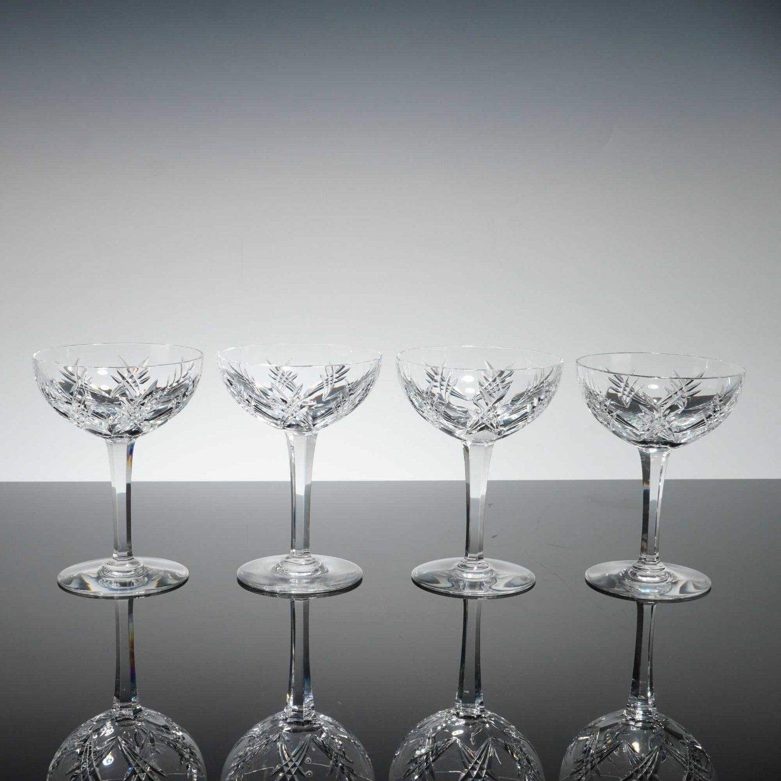 Set of Four Baccarat Crystal Champagne Coupes, Auvergne Perigold (1 of 4)