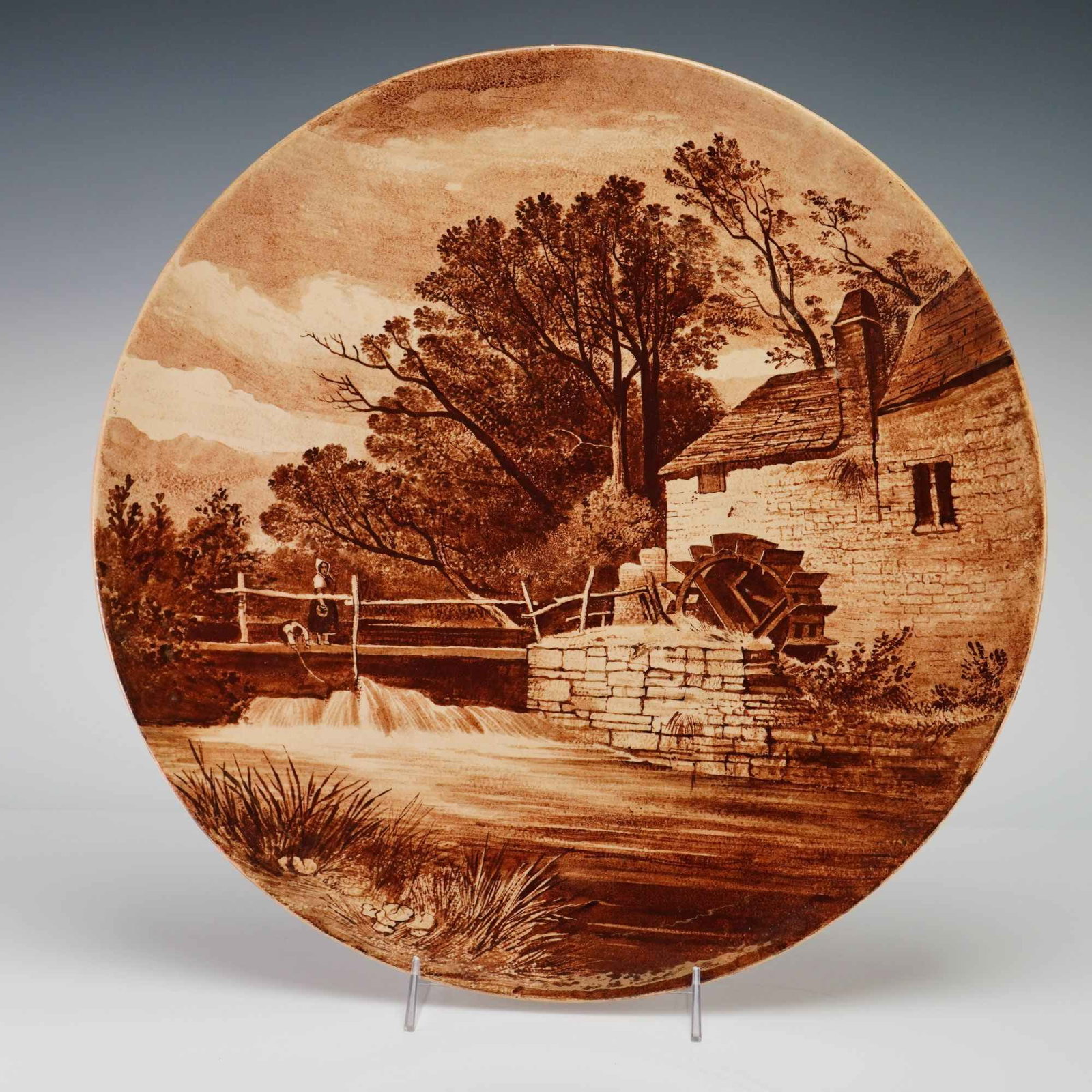 Large Sepia Toned Earthenware Charger After Myles Birket Foster (1 of 3)