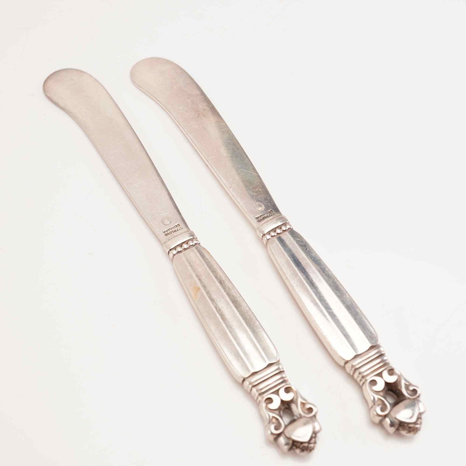 2pc George Jensen Sterling Silver Butter Spreaders, Acorn (1 of 4)