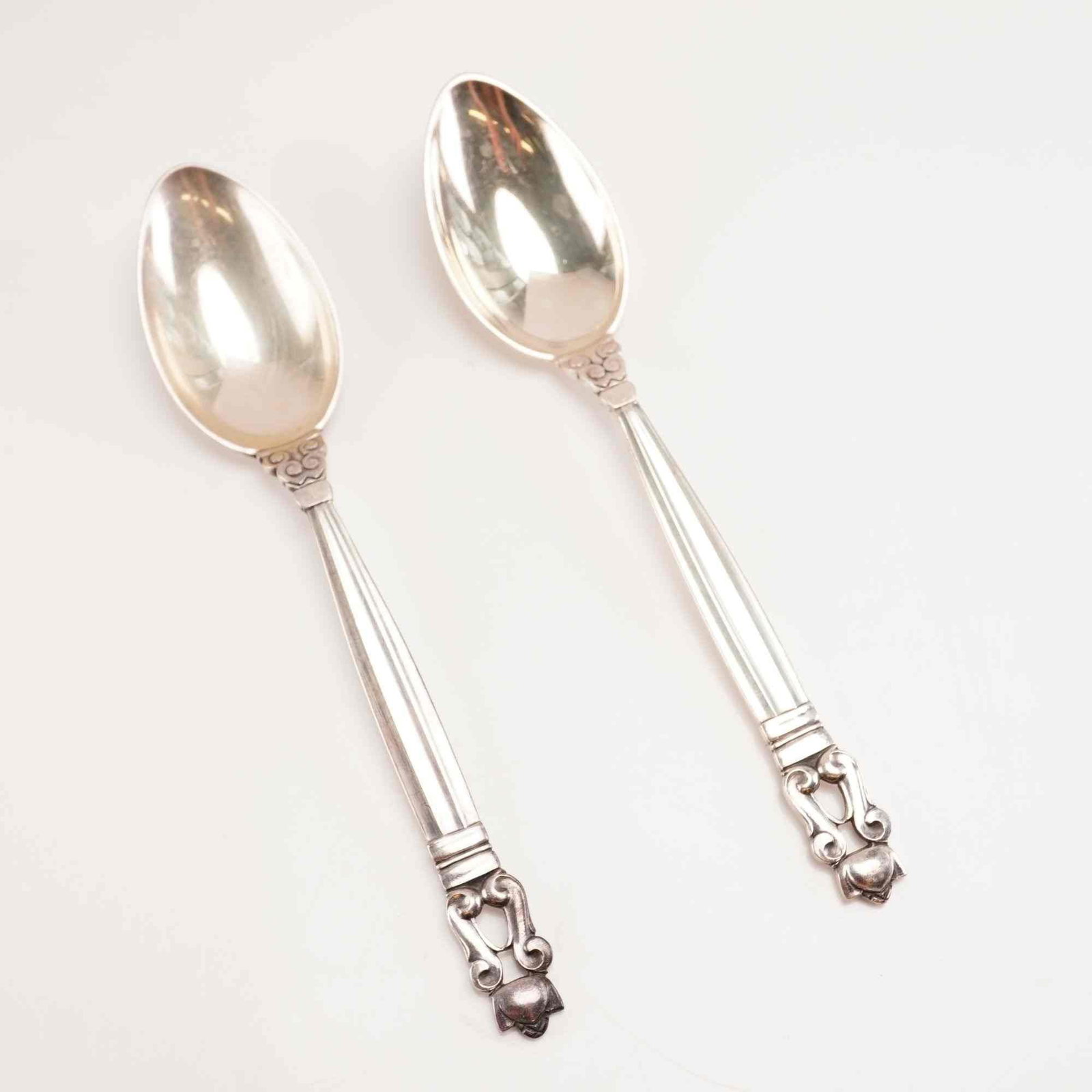2pc George Jensen Sterling Silver Fruit Spoons, Acorn (1 of 4)