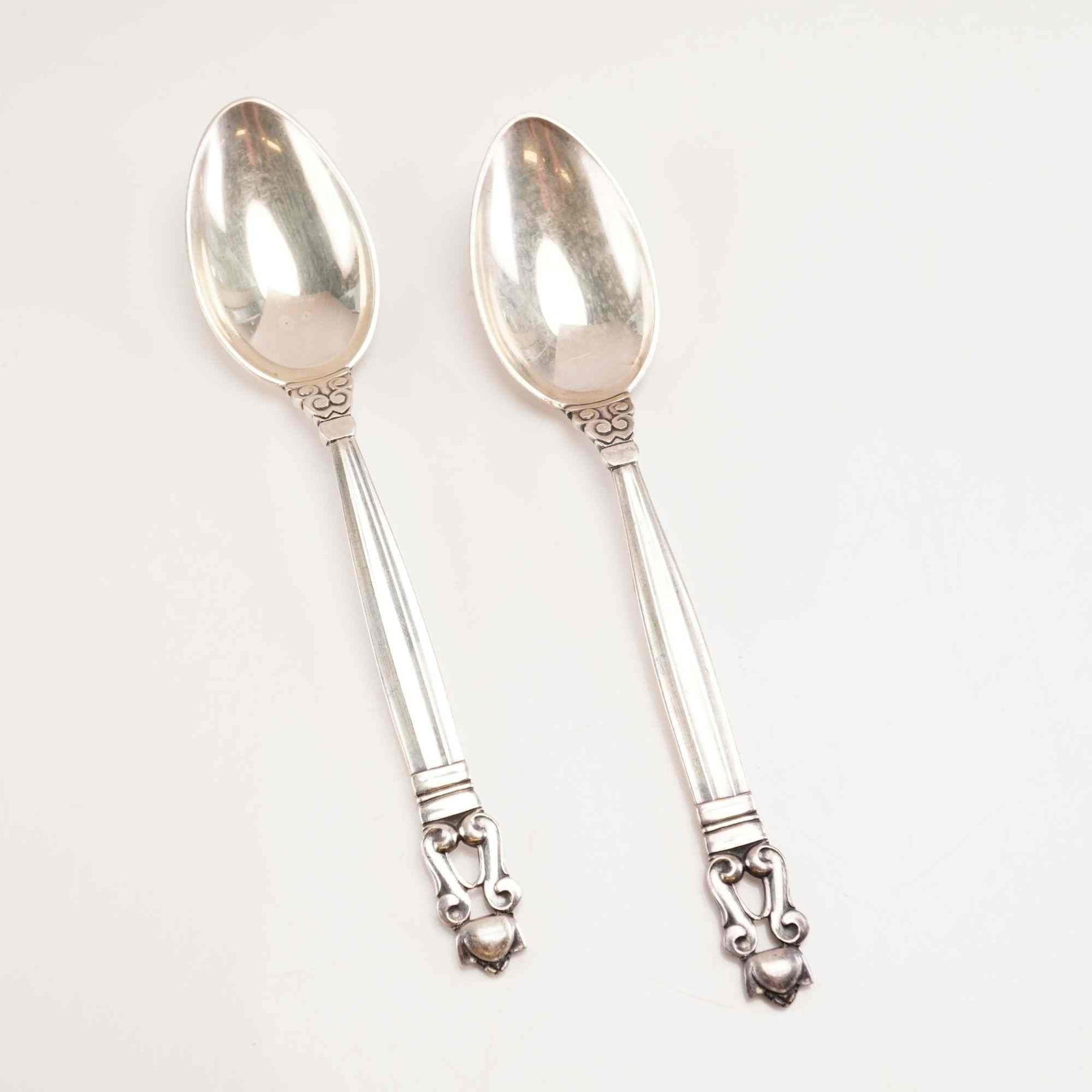2pc George Jensen Sterling Silver Fruit Spoons, Acorn (1 of 4)