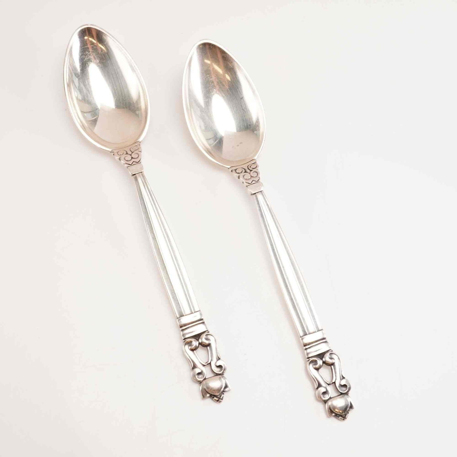 2pc George Jensen Sterling Silver Fruit Spoons, Acorn (1 of 4)
