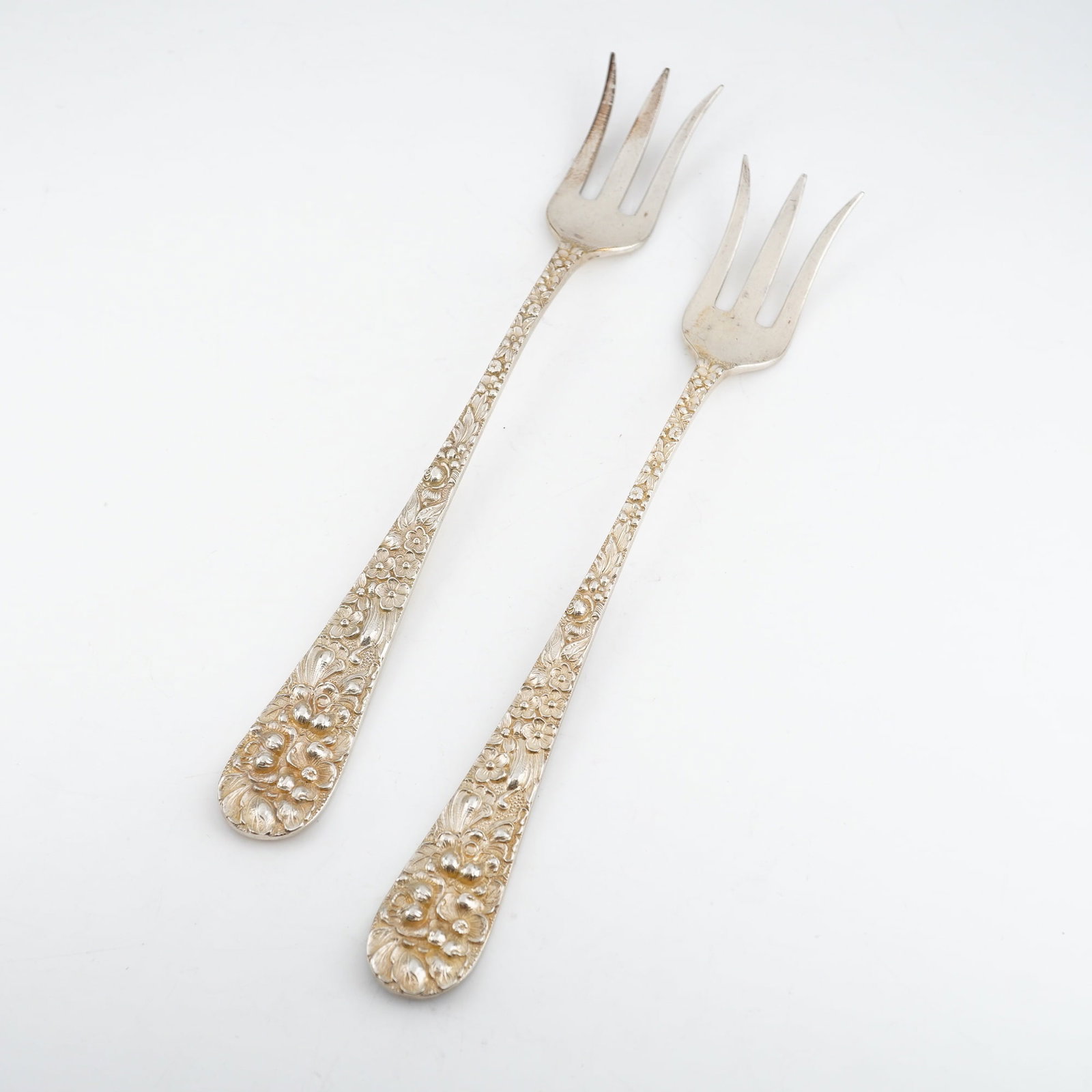 2pc Kirk Stieff Sterling Silver Cocktail Forks, Stieff Rose (1 of 4)