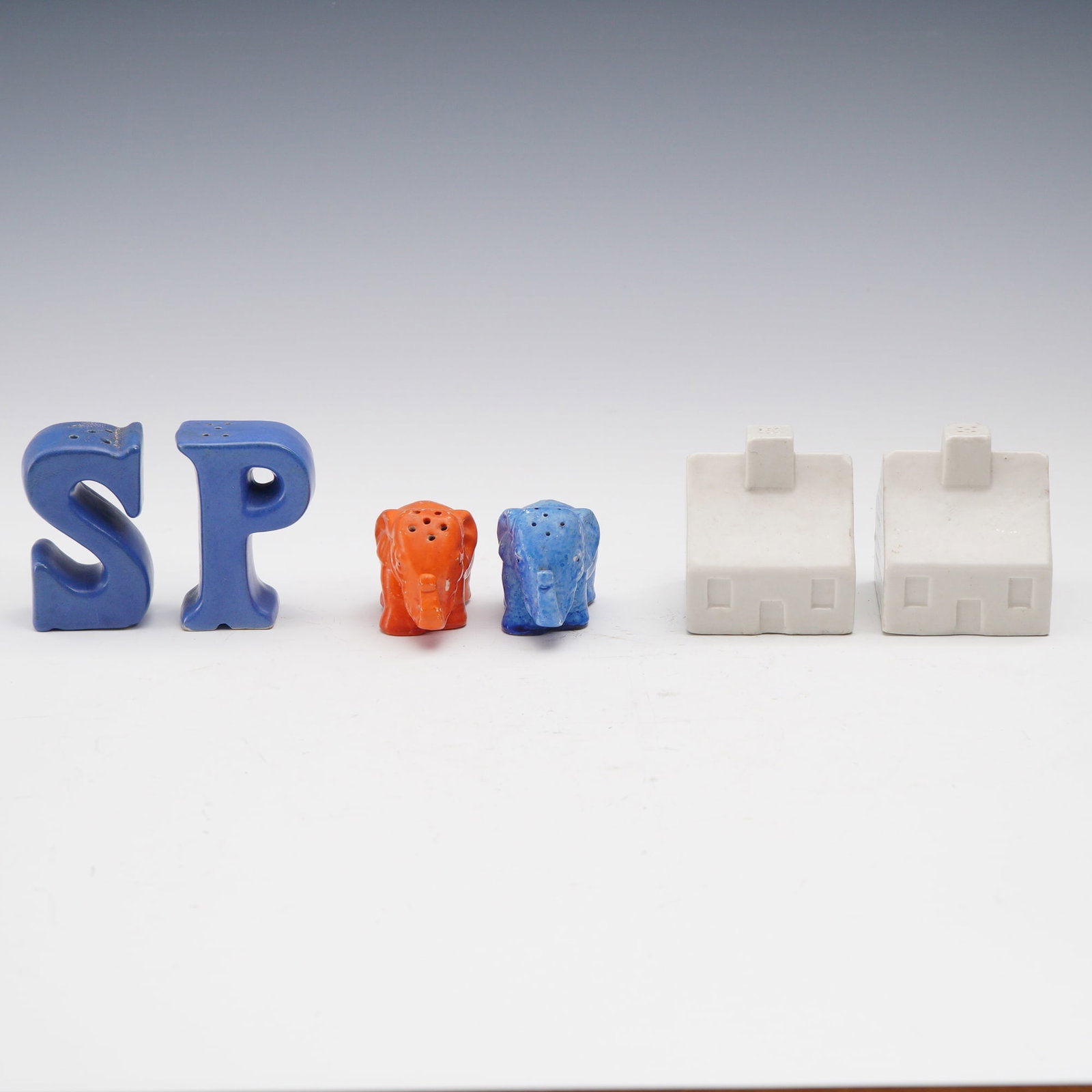 6pc Salt and Pepper Shaker Collection - Letters, Elephants, and Houses (1 of 6)