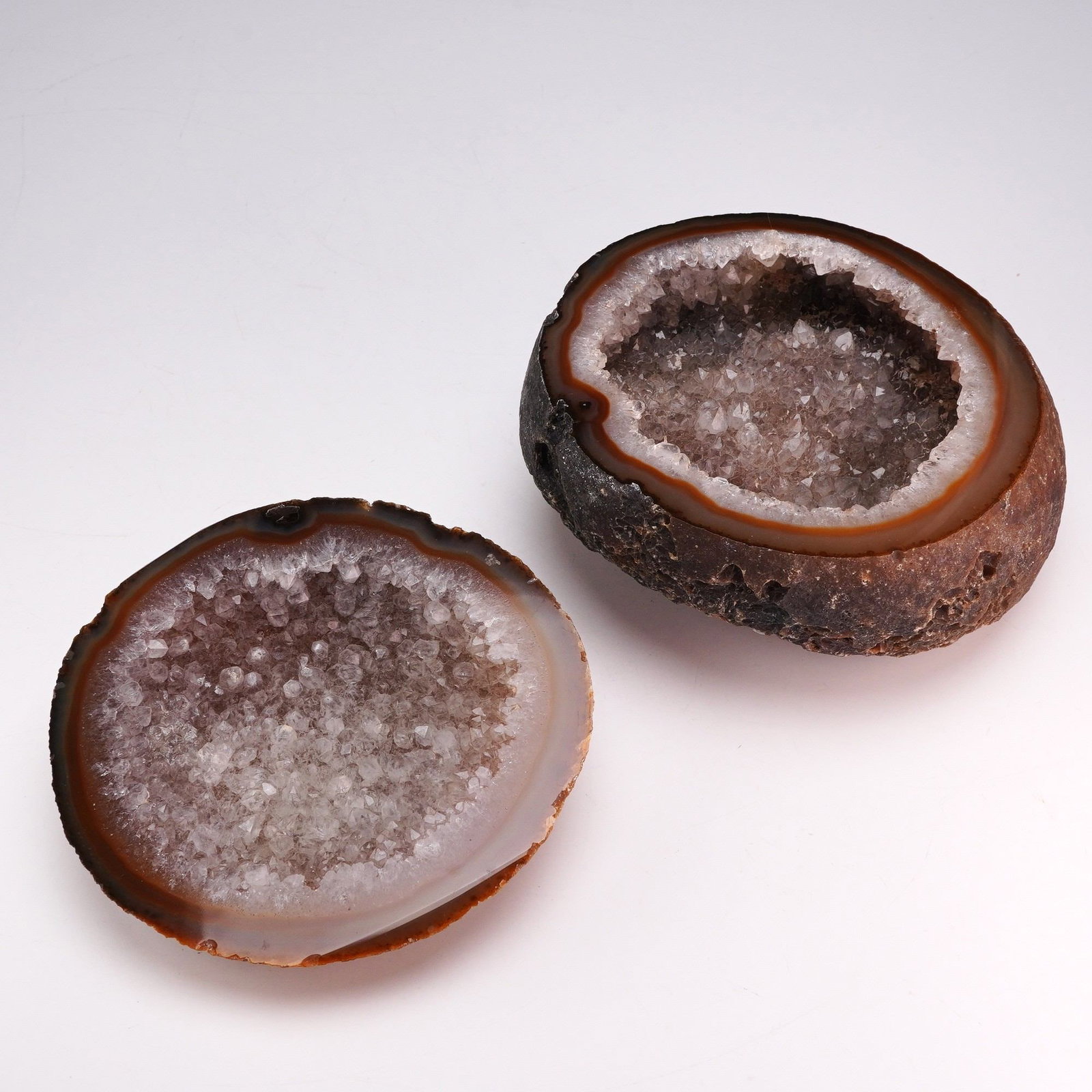 2pc Citrite and Quartz Geode - 2