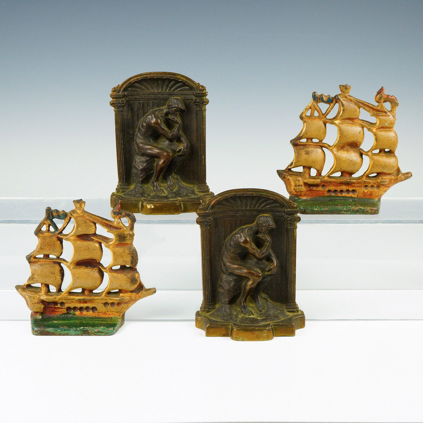 4pc Antique Cast Iron Bookends (1 of 4)