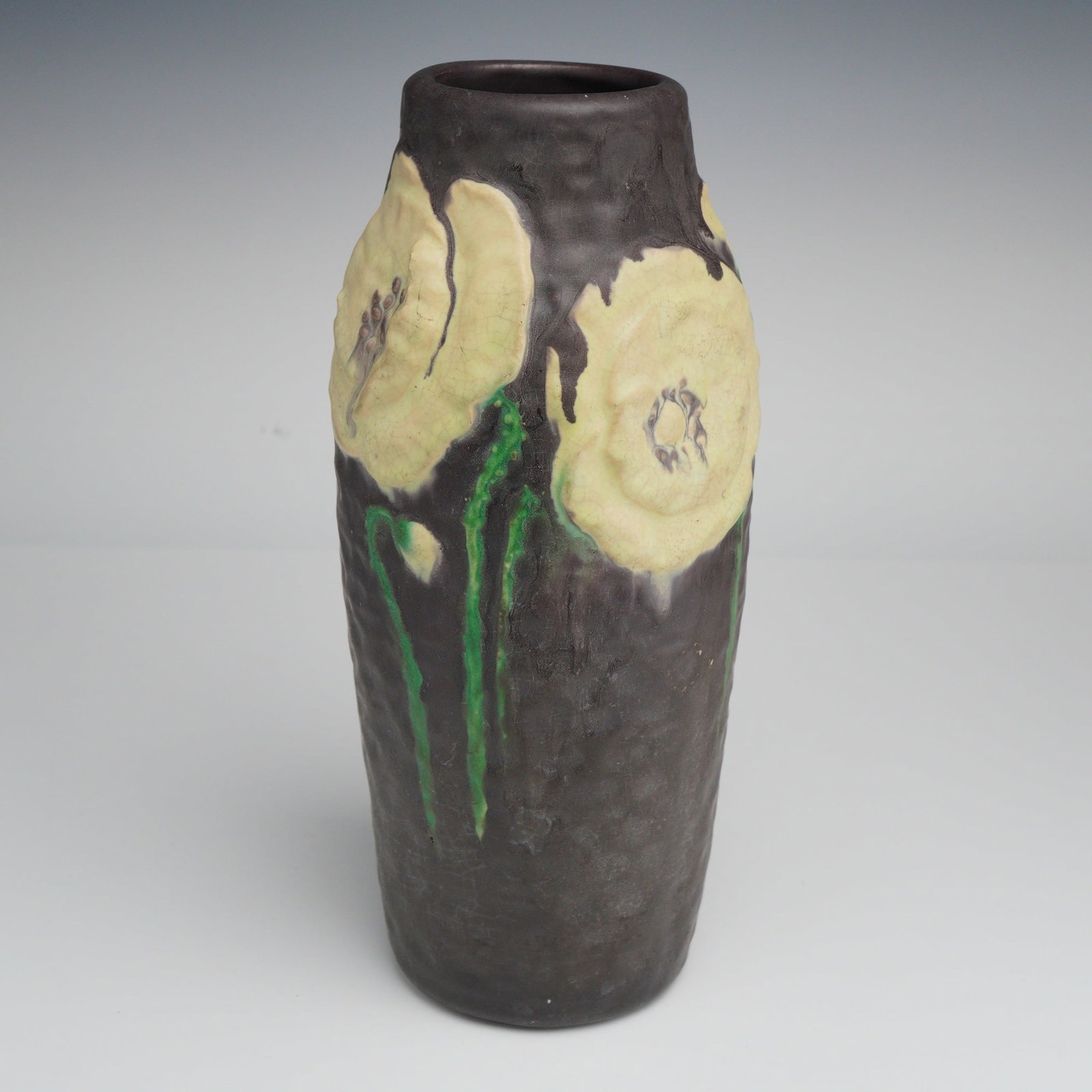 Vintage Pottery Relief Molded Poppy Vase (1 of 4)