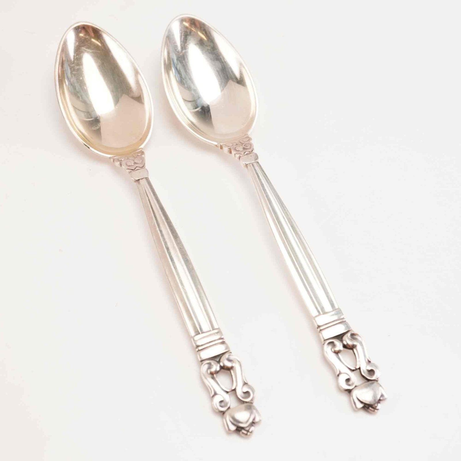 2pc George Jensen Sterling Silver Fruit Spoons, Acorn (1 of 4)