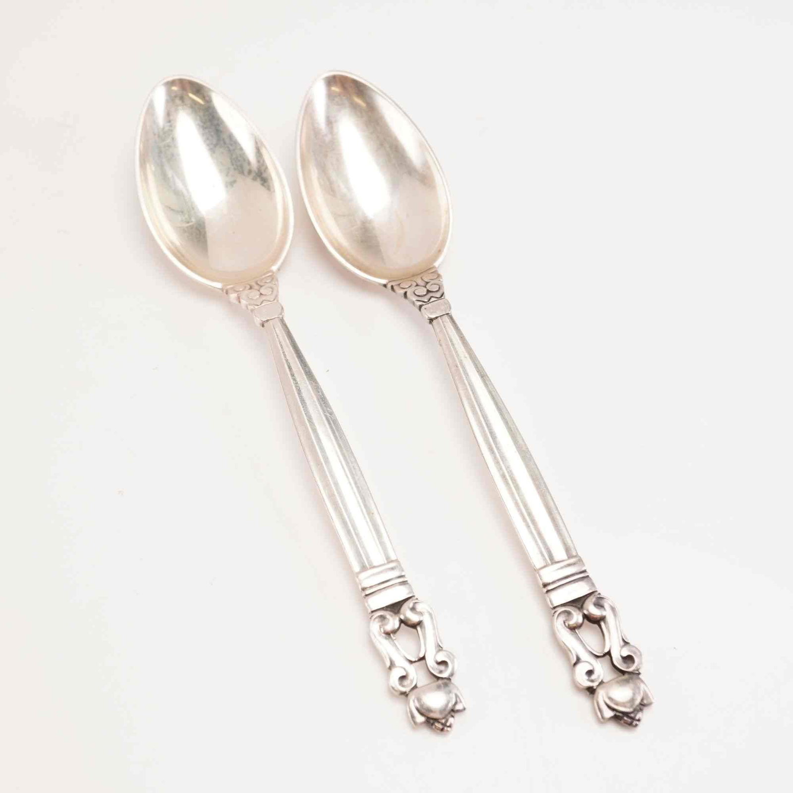 2pc George Jensen Sterling Silver Fruit Spoons, Acorn (1 of 4)