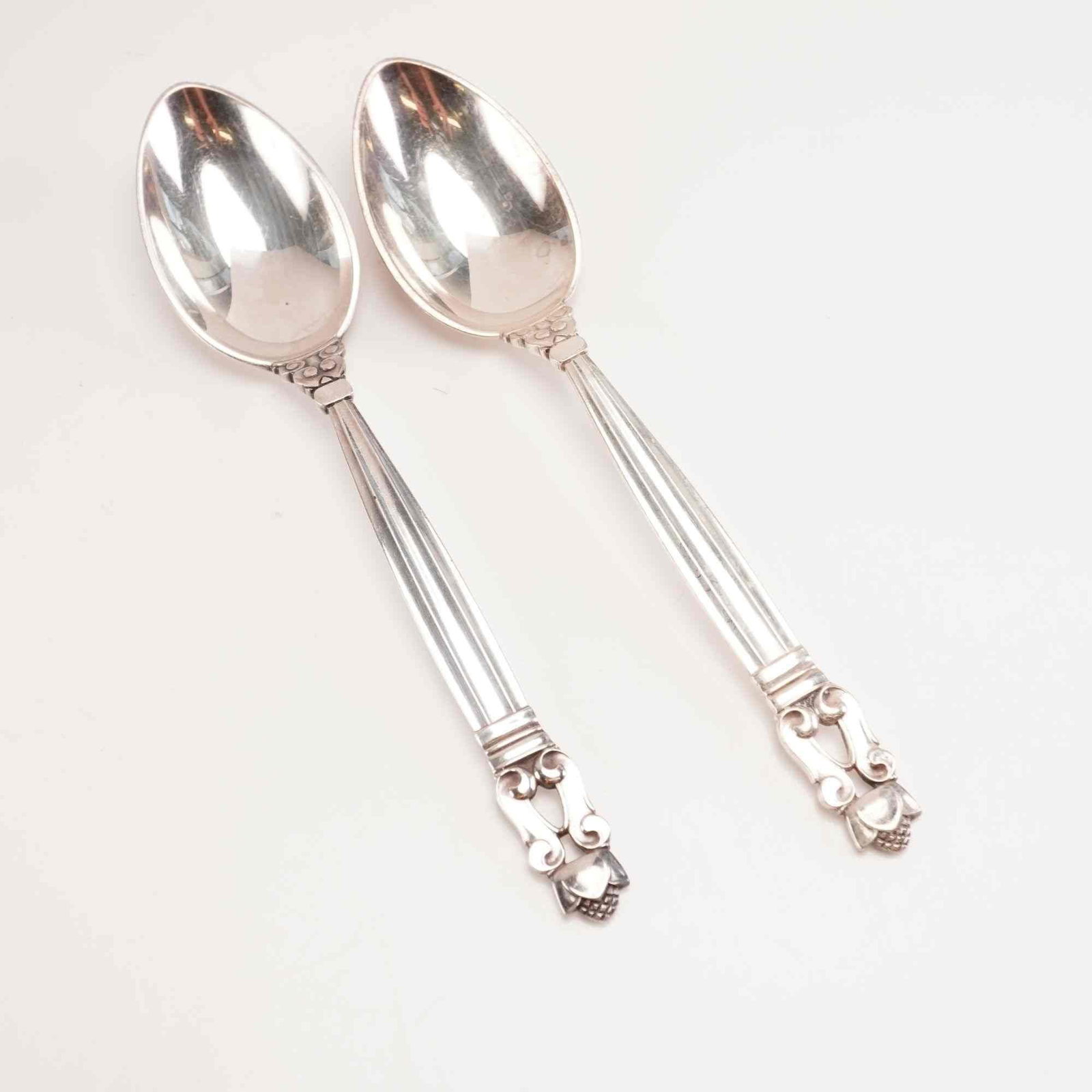 2pc George Jensen Sterling Silver Fruit Spoons, Acorn (1 of 4)