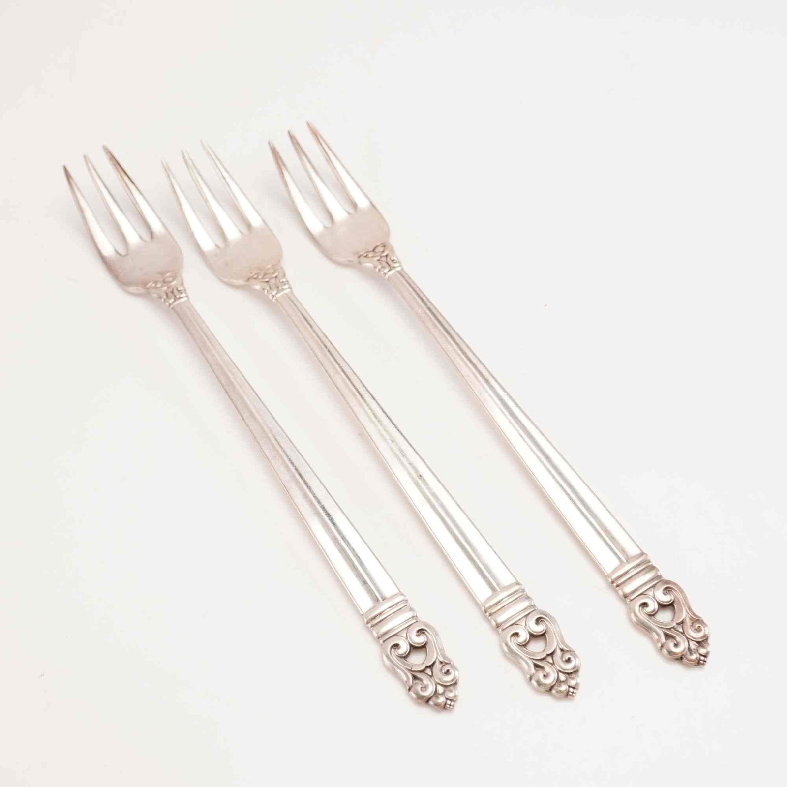 3pc International Sterling Cocktail Forks, Royal Danish (1 of 4)