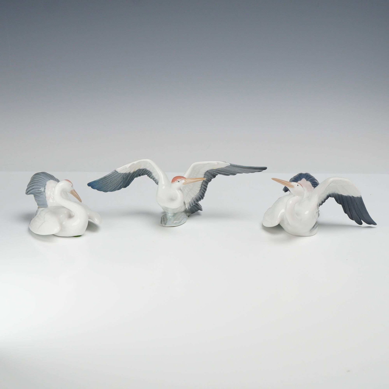 3pc Lladro Glazed Porcelain Crane Figurines (1 of 4)