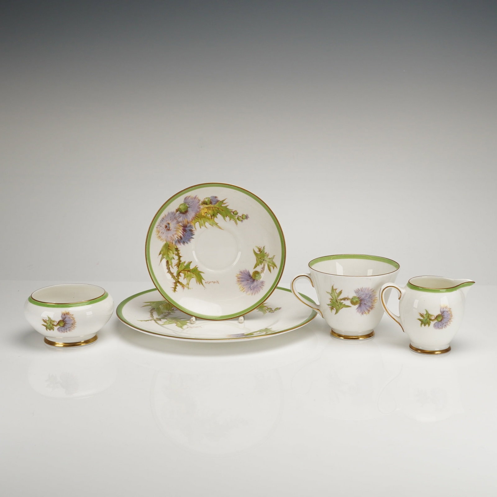 A 5-Piece Royal Doulton Glamis Thistle Porcelain Tea Service (1 of 5)