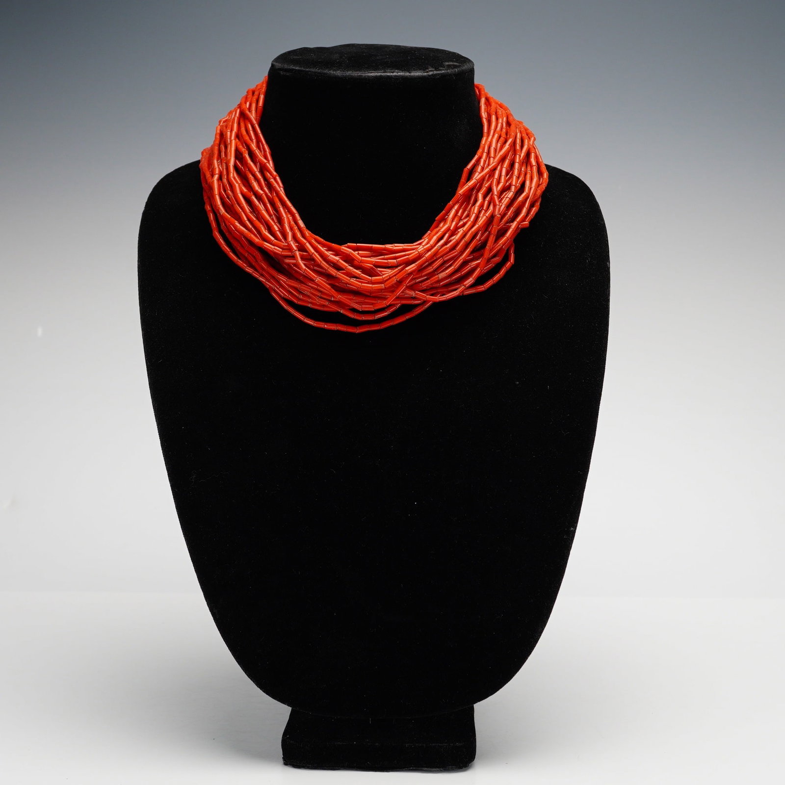 Konyak Naga Style Multi Strand Red Glass Bead Necklace (1 of 4)