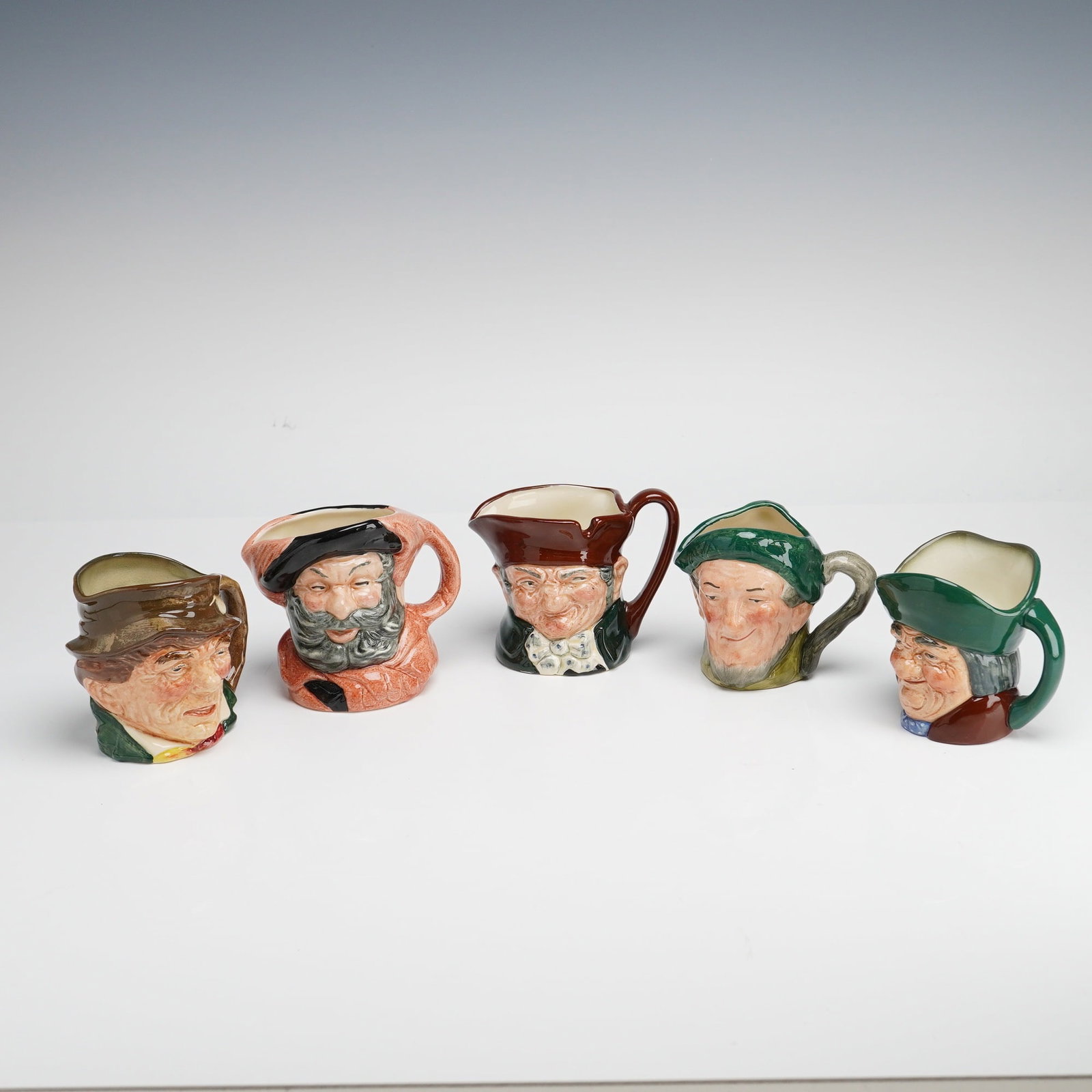 5pc Royal Doulton Small Character Jugs, Paddy, Falstaff, Old Charley, Auld Mac, and Toby Philpots (1 of 3)