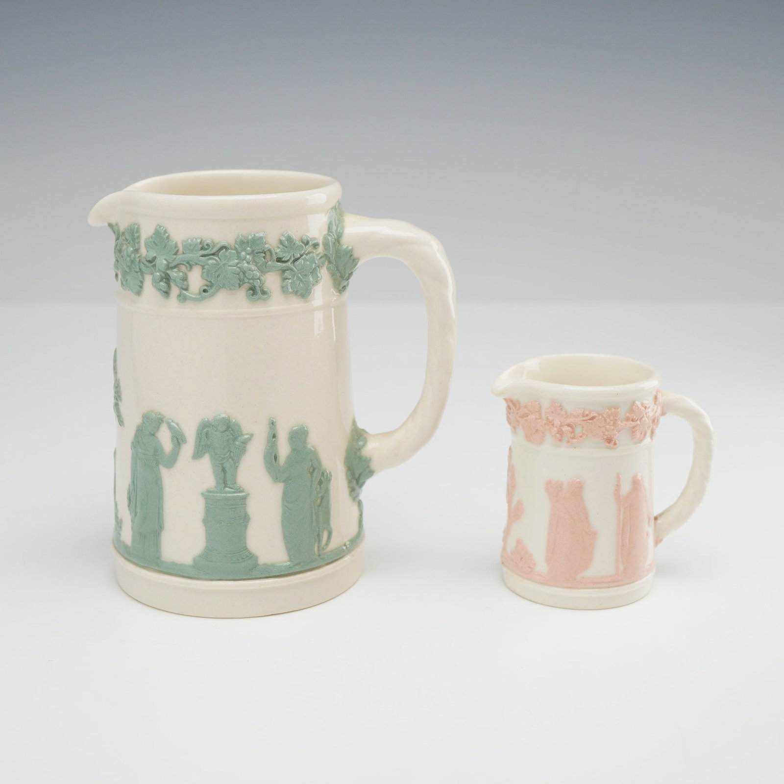 2pc Wedgwood Embossed Queen's Ware Mini Pitchers (1 of 3)