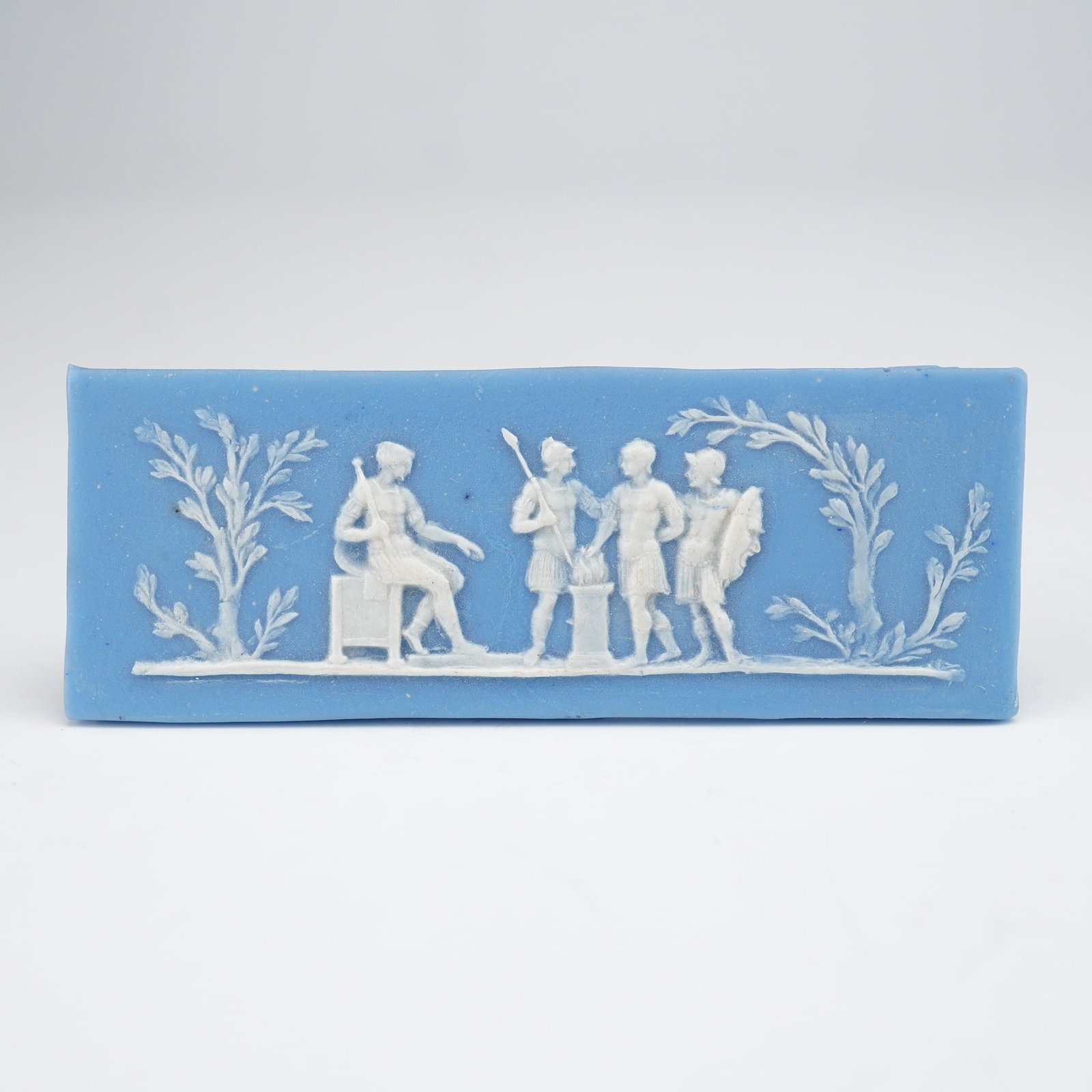 Wedgwood Miniature Blue and White Jasperware Rectangular Plaque (1 of 2)