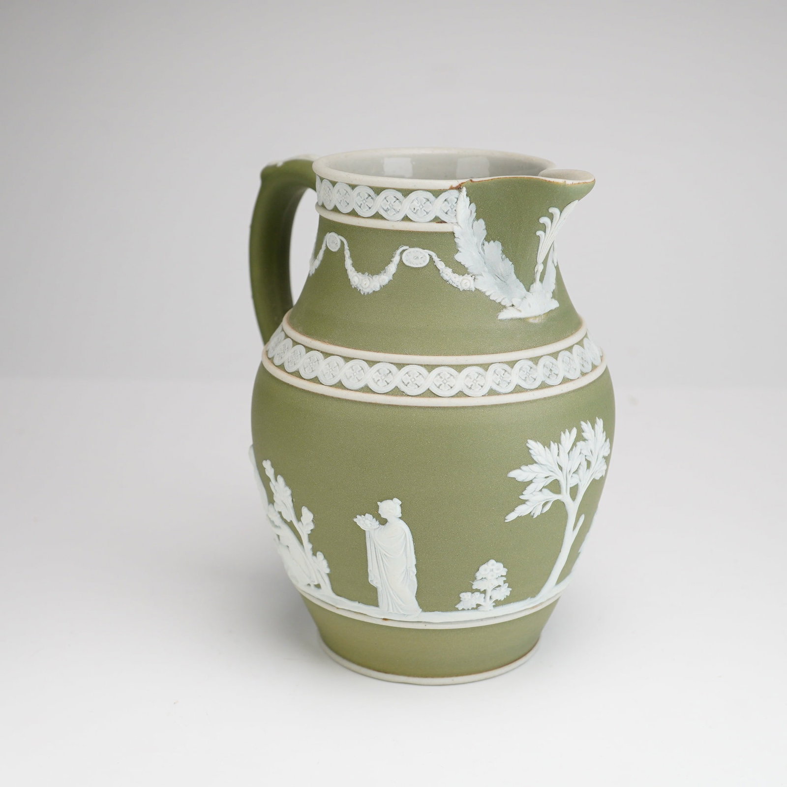 Wedgwood Sage Green Jasperware Etruscan Pitcher (1 of 4)