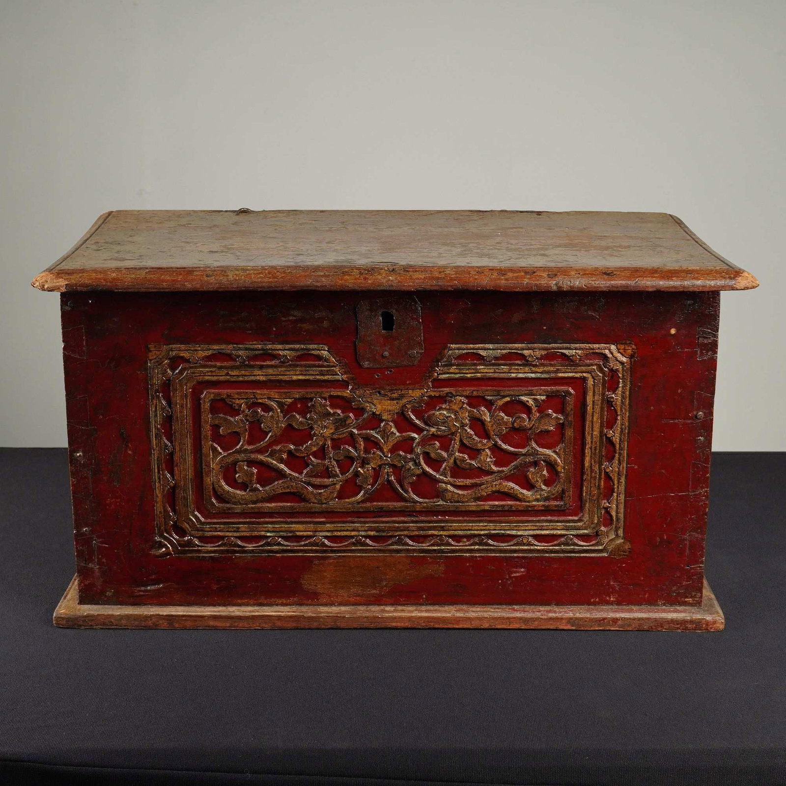Vintage Indonesian Hand-Carved Floral Wooden Dowry Chest (1 of 3)