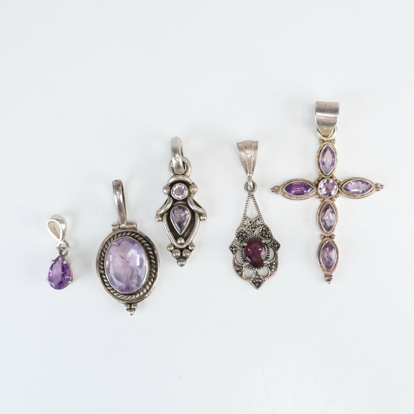 5pc Lot of Sterling Silver Pendants with Gemstones (1 of 6)