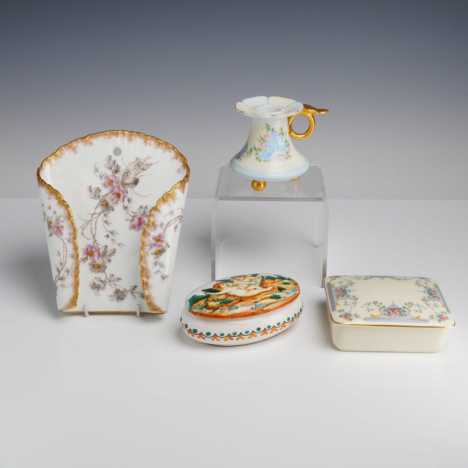 4pc Ceramic Lidded Boxes, Wall Decoration & Candleholder (1 of 3)