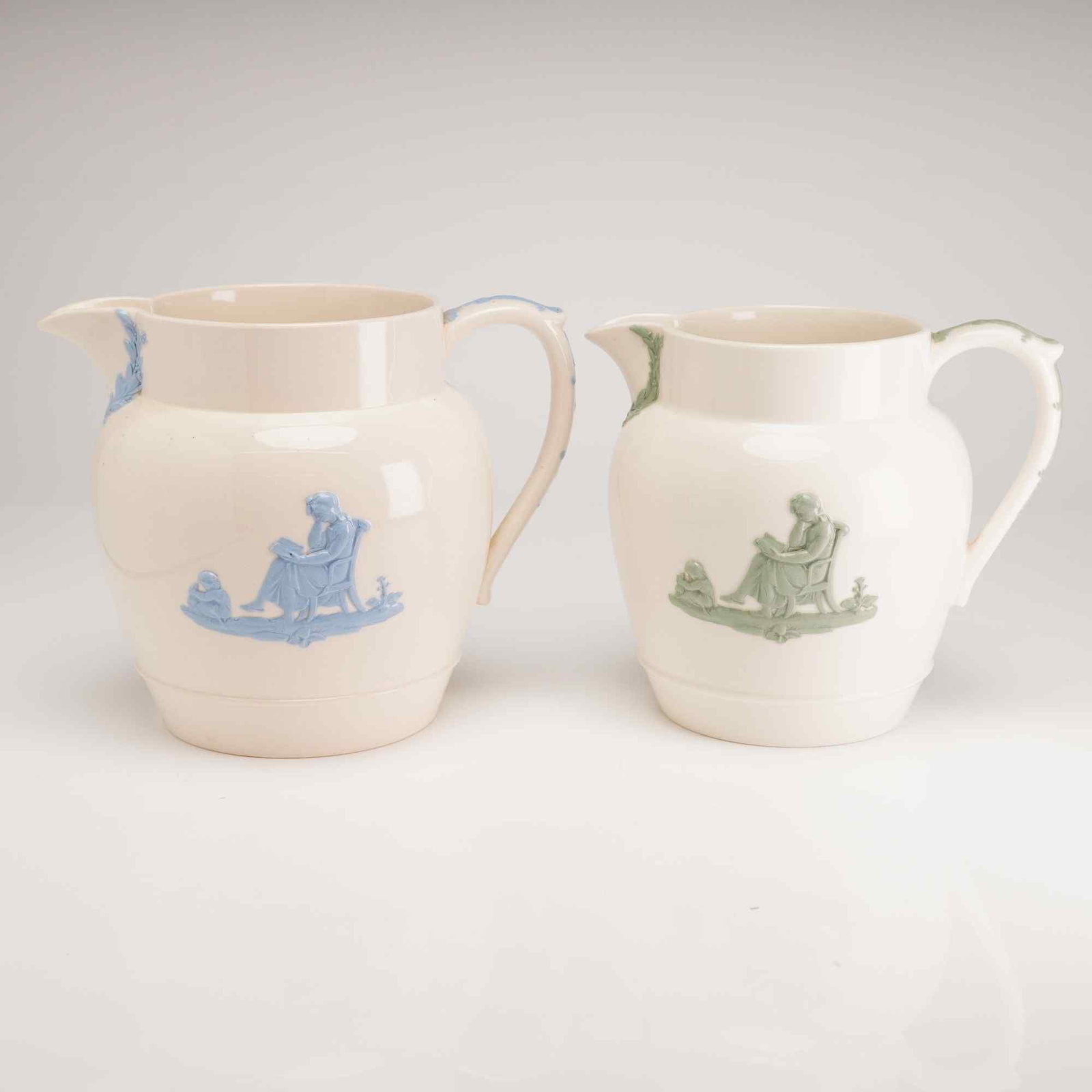 2pc Wedgwood Embossed Queen's Ware Pitchers (1 of 4)