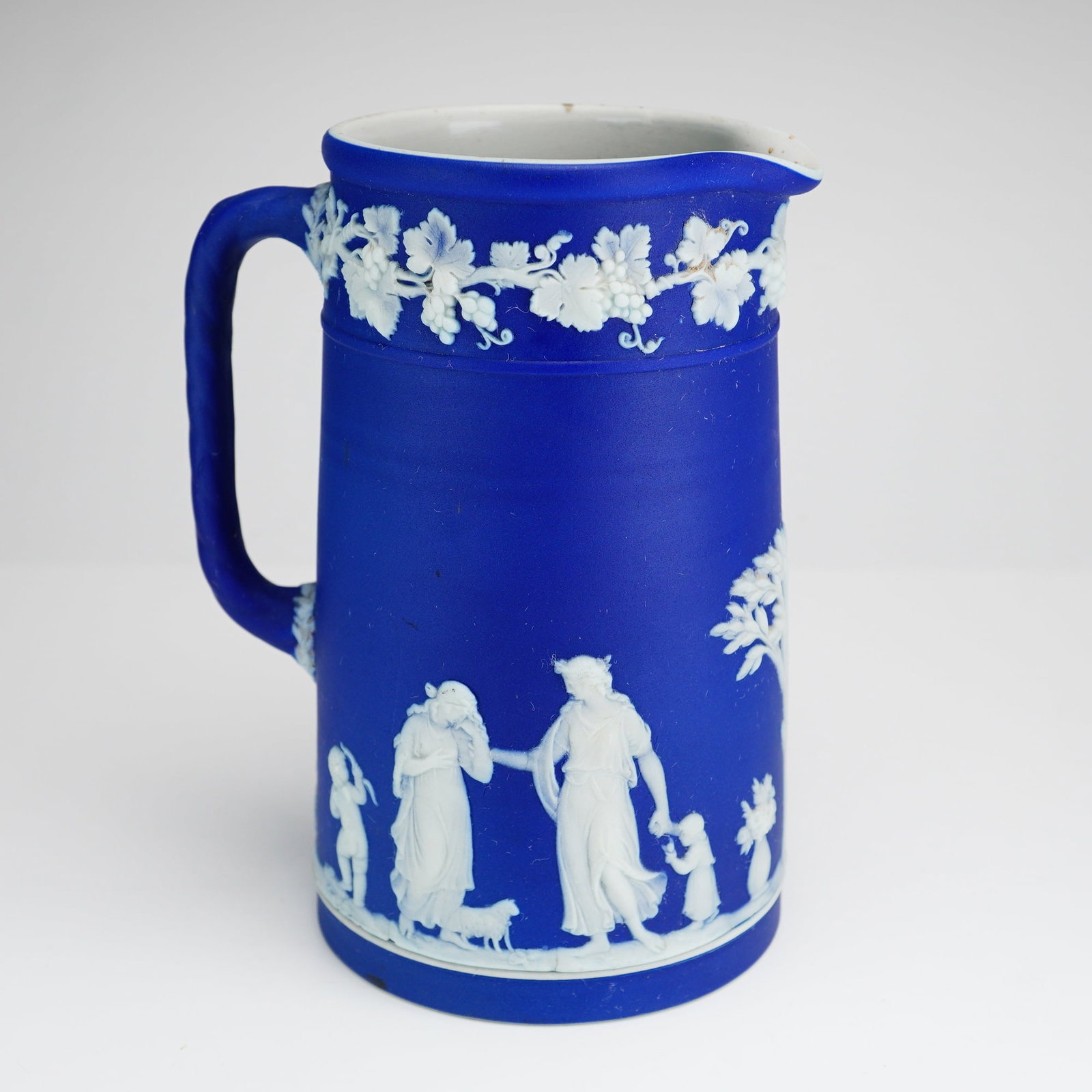 Wedgwood Cobalt Blue Jasperware Pitcher with Neoclassical Relief (1 of 4)