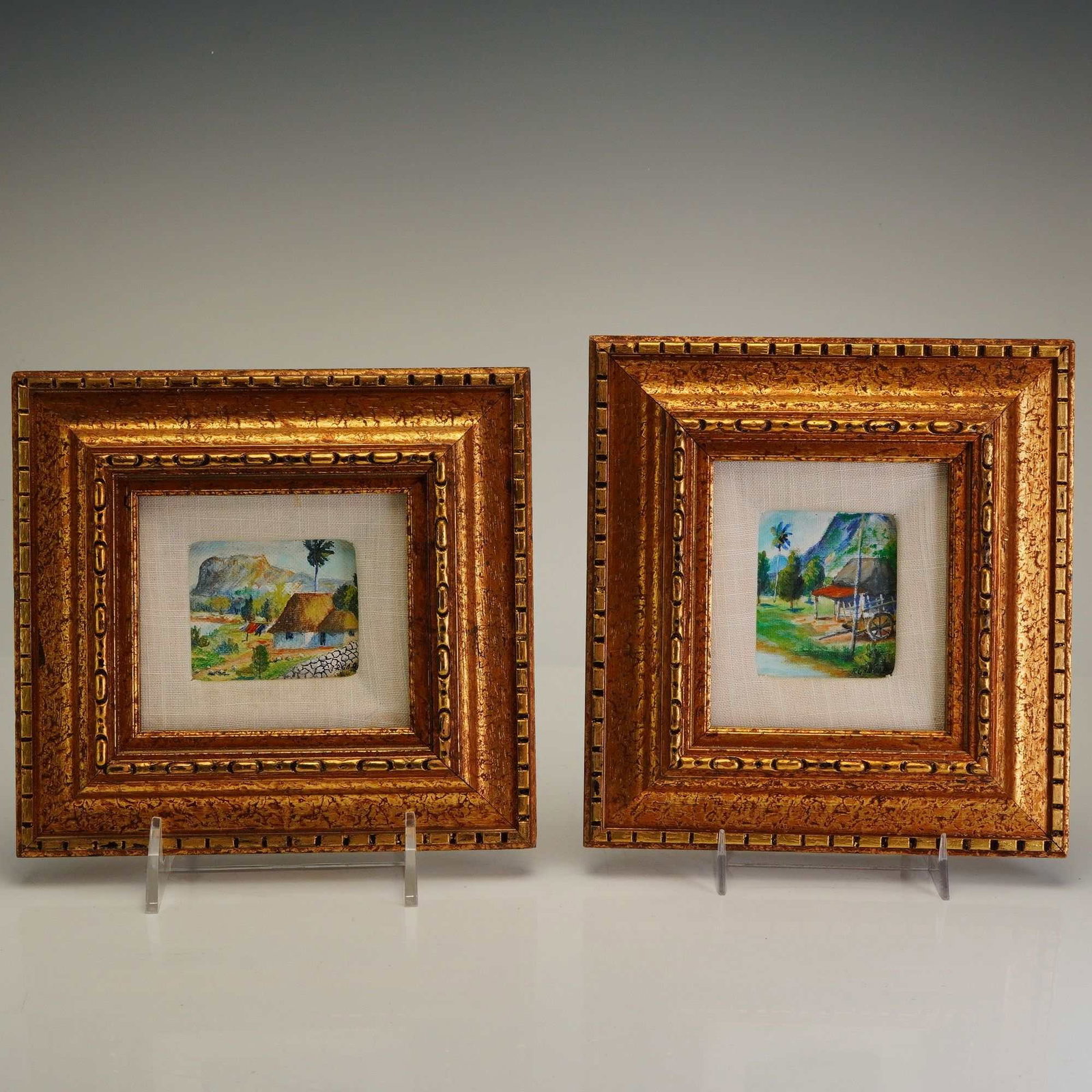 2pc Signed R. Garcia Framed Oil on Board Landscape Paintings (1 of 5)