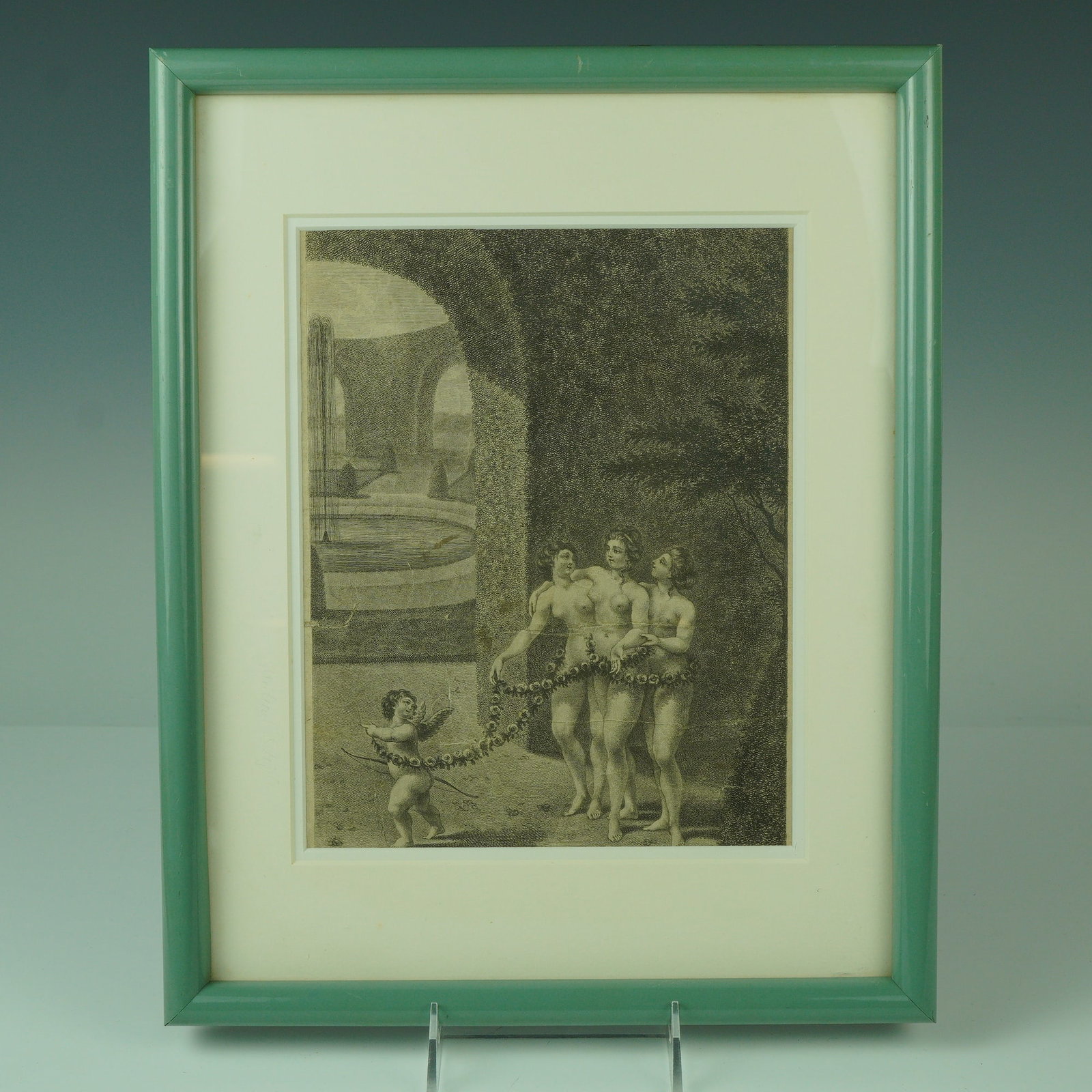 Antique Engraving by Jh Maillet, Cupid and Three Graces (1 of 4)