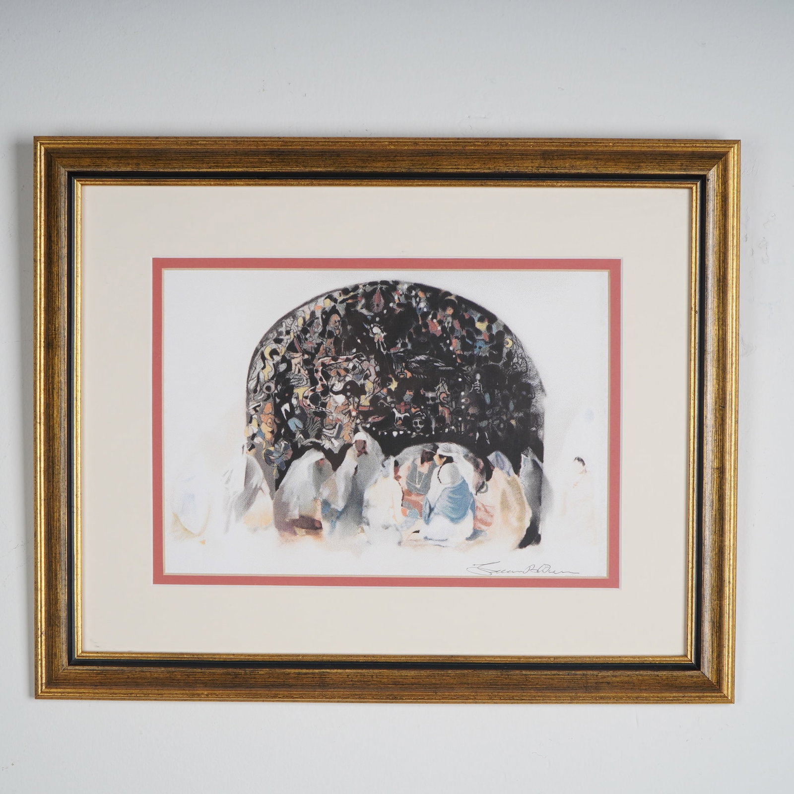 Mystical Gathering Under the Sacred Cave, Ink Signed Color Print (1 of 4)