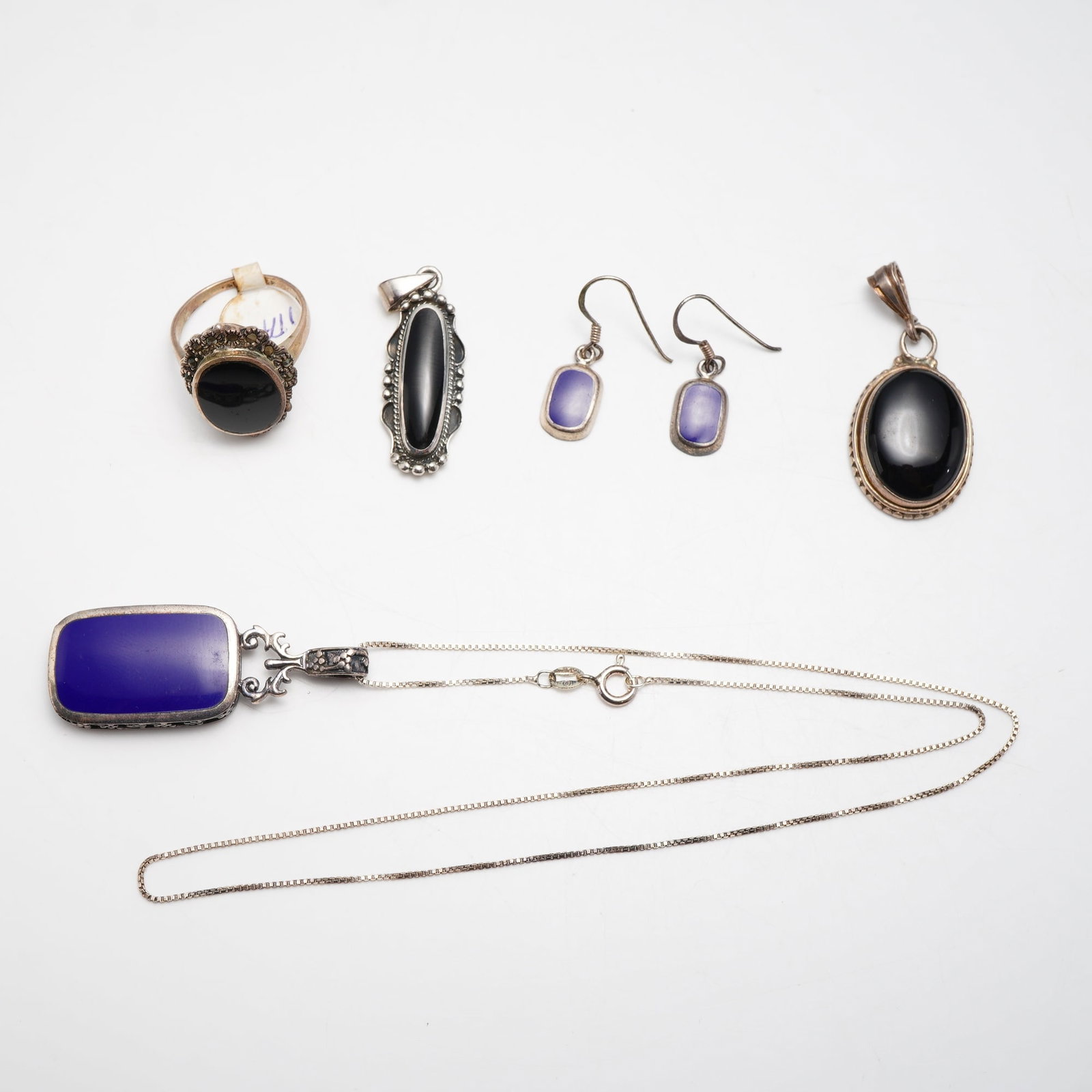6pc Collection of Sterling Silver and Gemstone Jewelry Including Reversible Necklace, Earrings, (1 of 3)