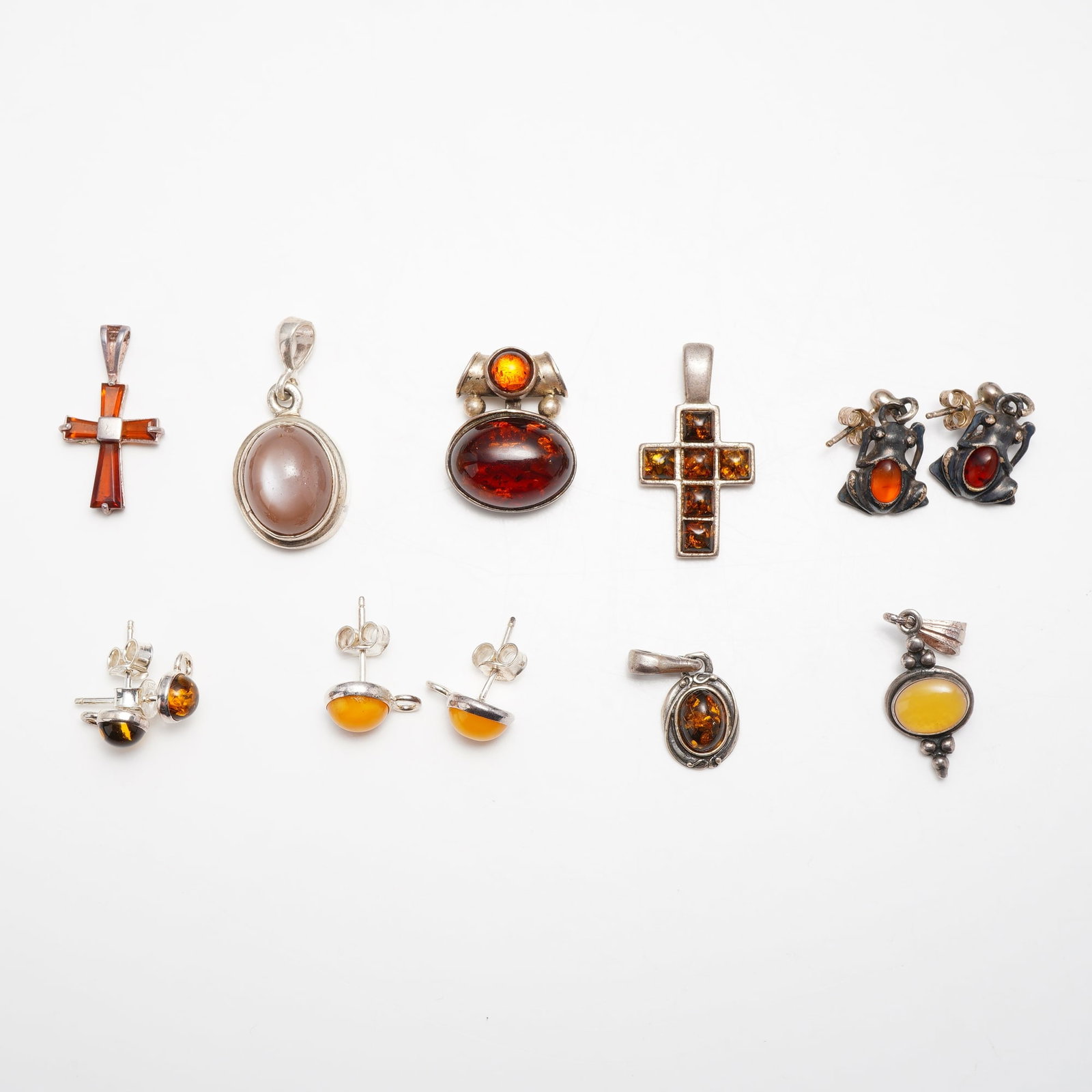 Twelve Piece Collection of Sterling Silver and Baltic Amber Jewelry Including Pendants and Earrings (1 of 3)
