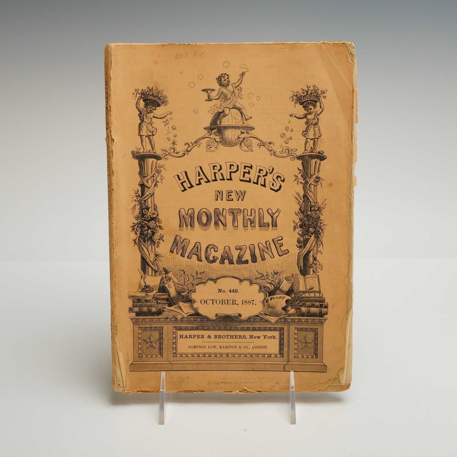 Harpers New Monthly Magazine October 1887 No 449: An original issue of Harpers New Monthly Magazine, Number 449, Volume LXXV, dated October 1887. Published by Harper and Brothers, New York, and Sampson Low, Marston and Co., London. The publication