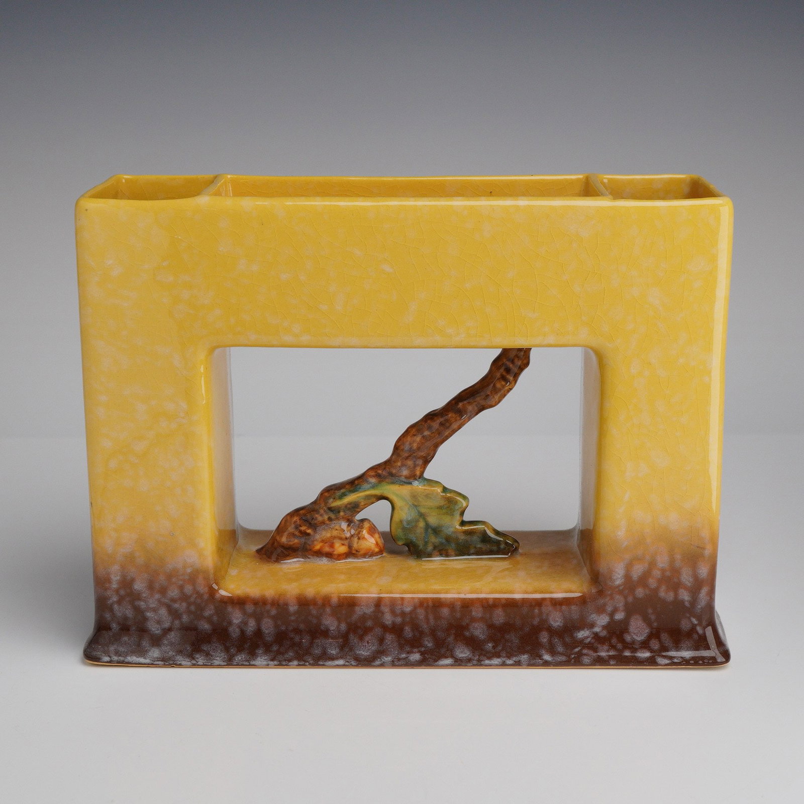 Roseville Pottery Rectangular Vase, Artwood Yellow (1 of 4)