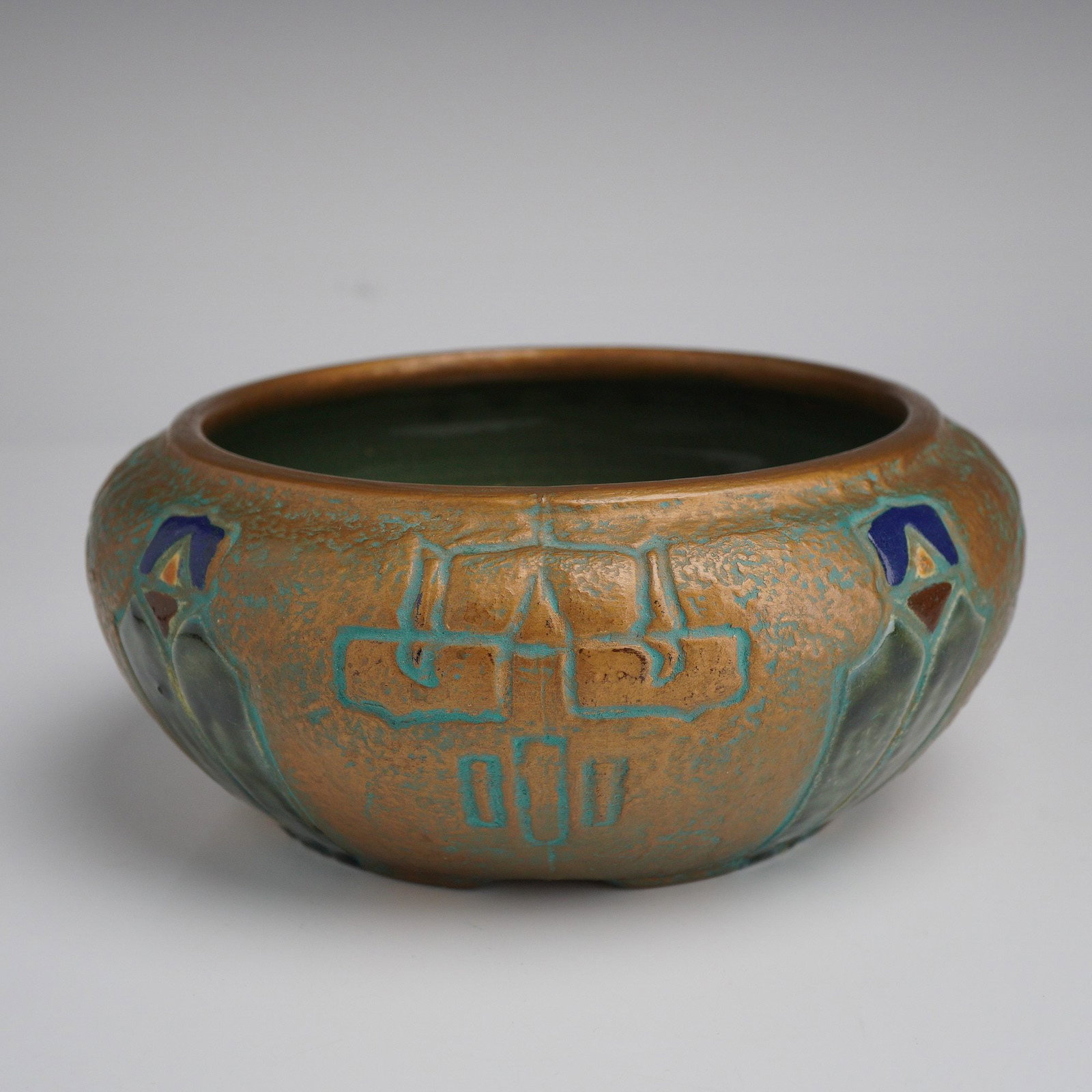 Roseville Pottery Bowl, Mostique with Rare Colors (1 of 4)