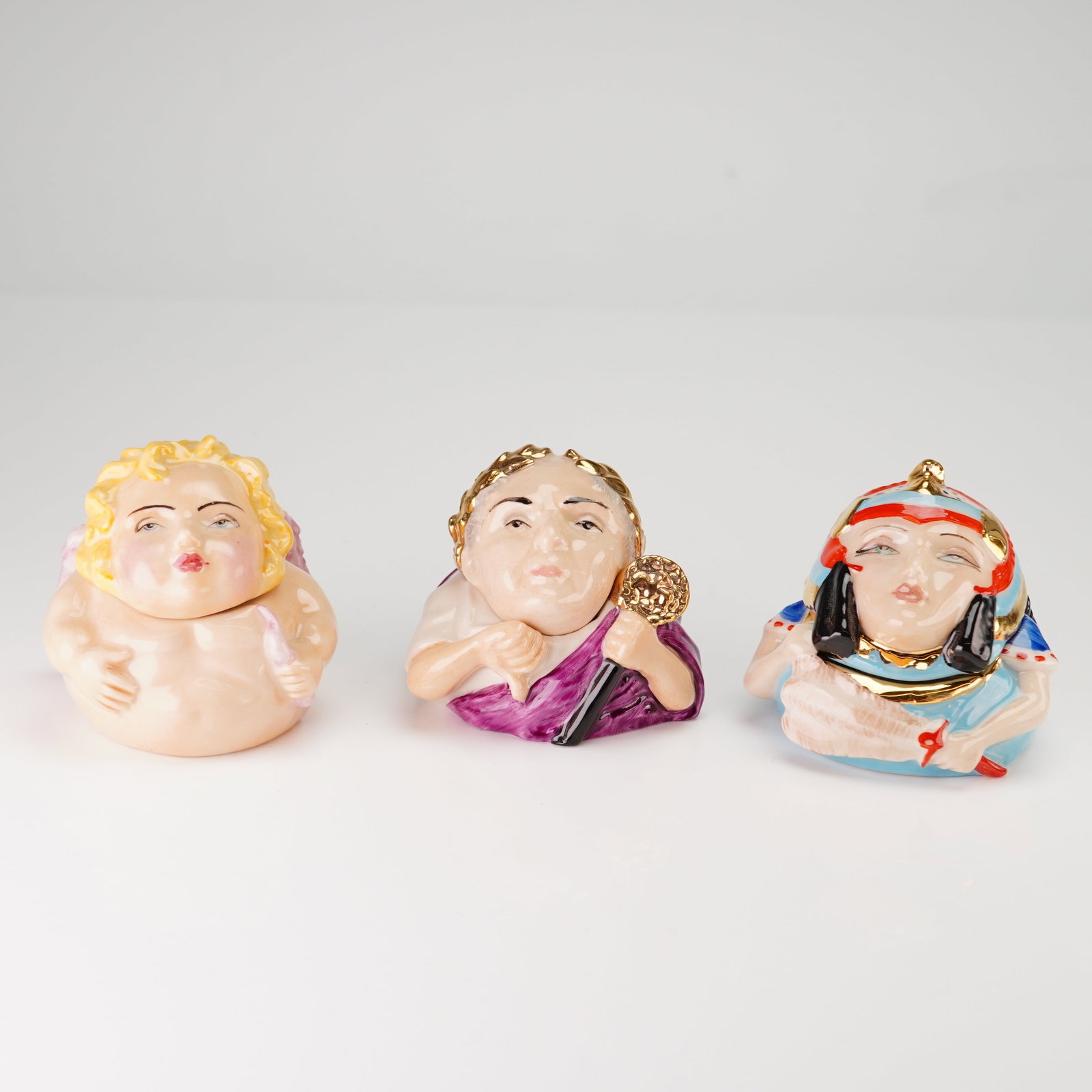 3pc Kevin Francis Ceramic Face Pots Cupid, Julius Caesar, and Cleopatra (1 of 4)