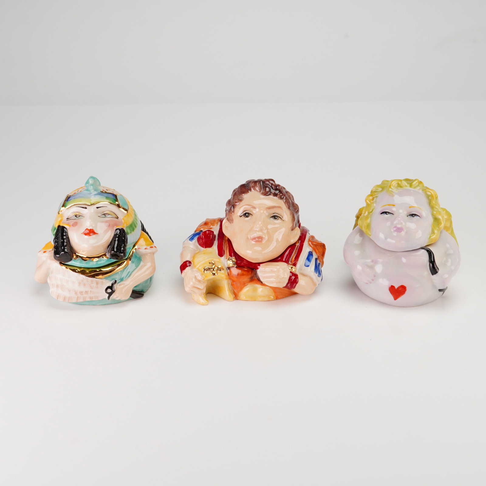 3pc Kevin Francis Ceramic Face Pots, Cleopatra, Mark Anthony, and Cupid (1 of 4)