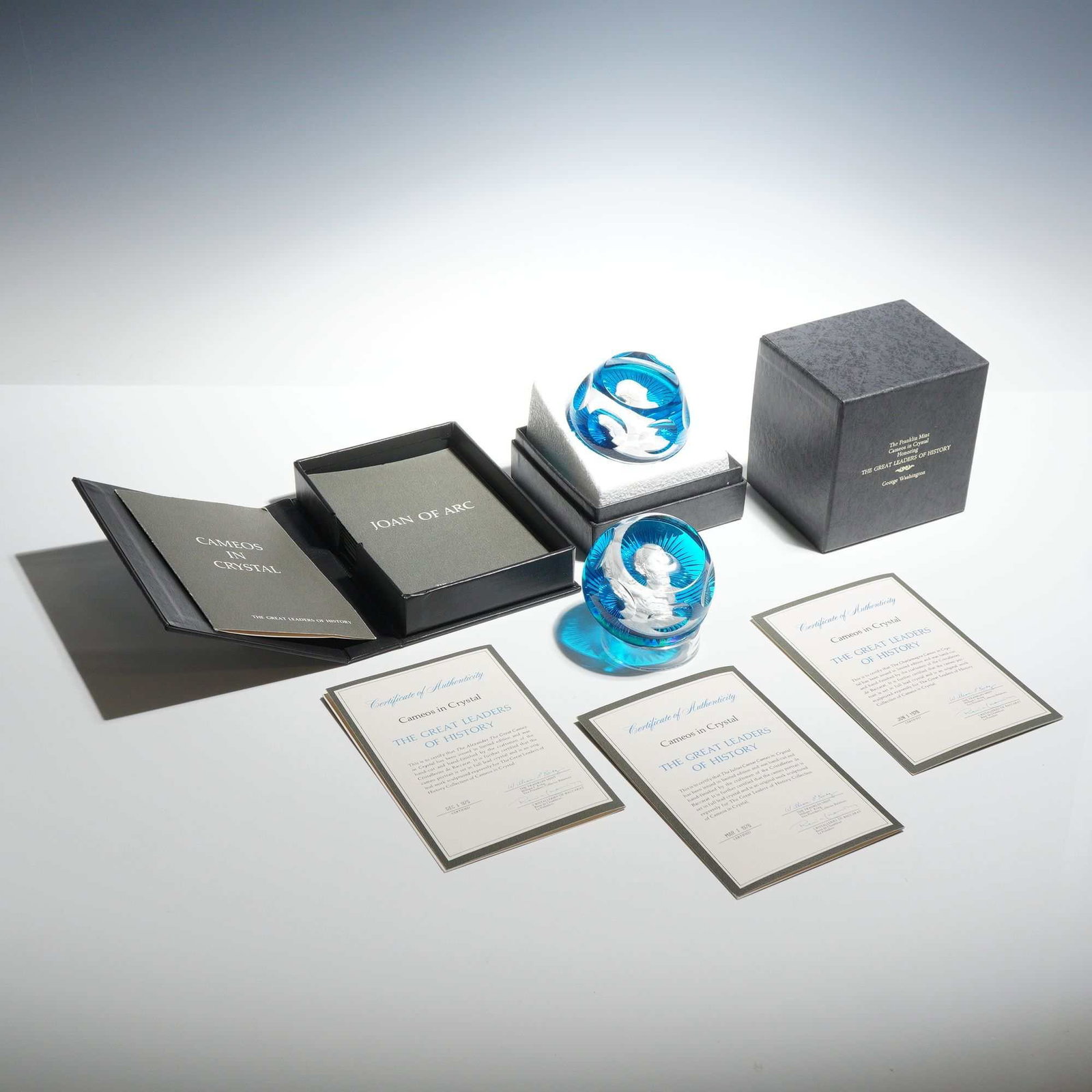 Three Franklin Mint Baccarat Glass Paperweights and Historical Documentation (1 of 5)