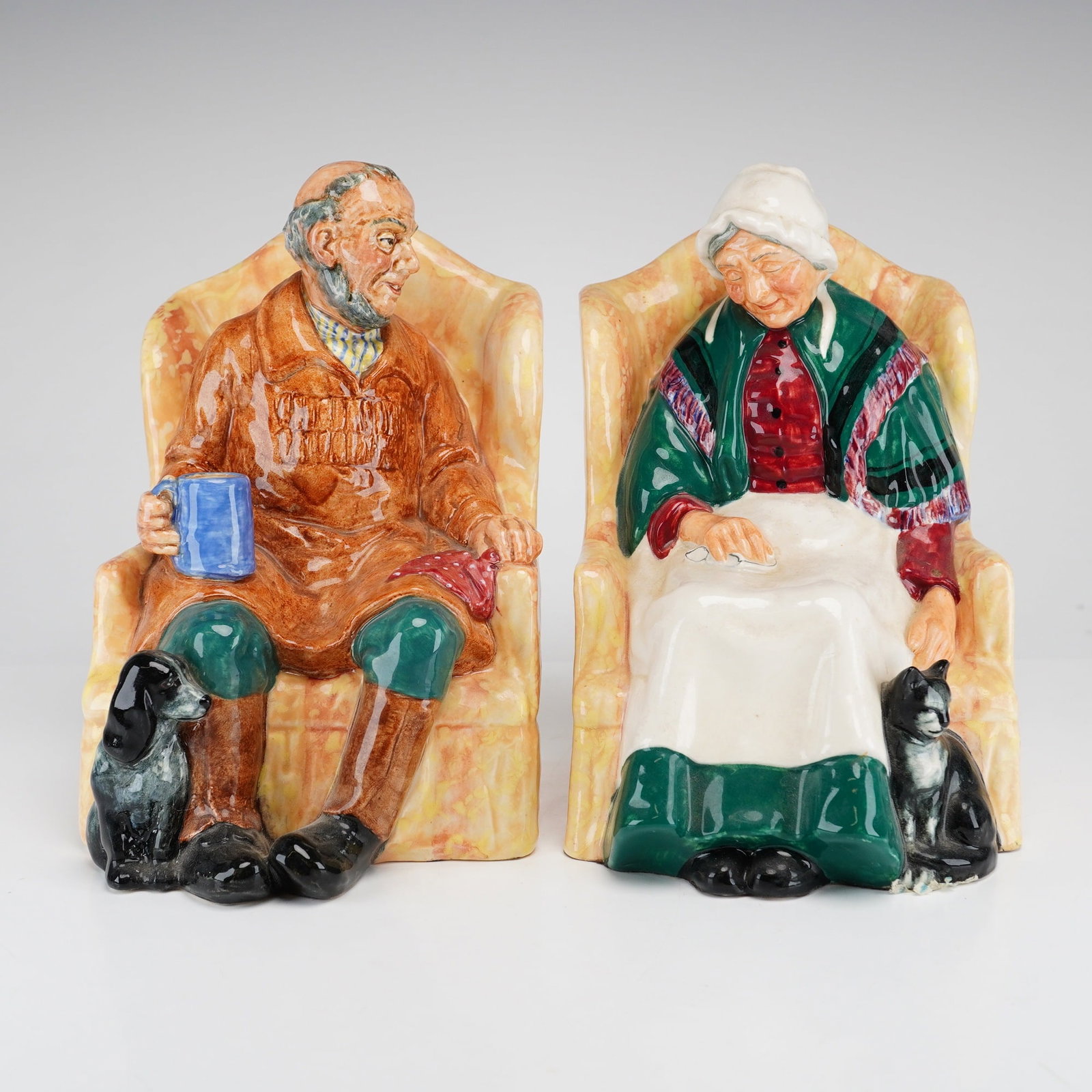 2pc Royal Doulton Figures, Uncle Ned HN2094 and Forty Winks HN1974 (1 of 3)