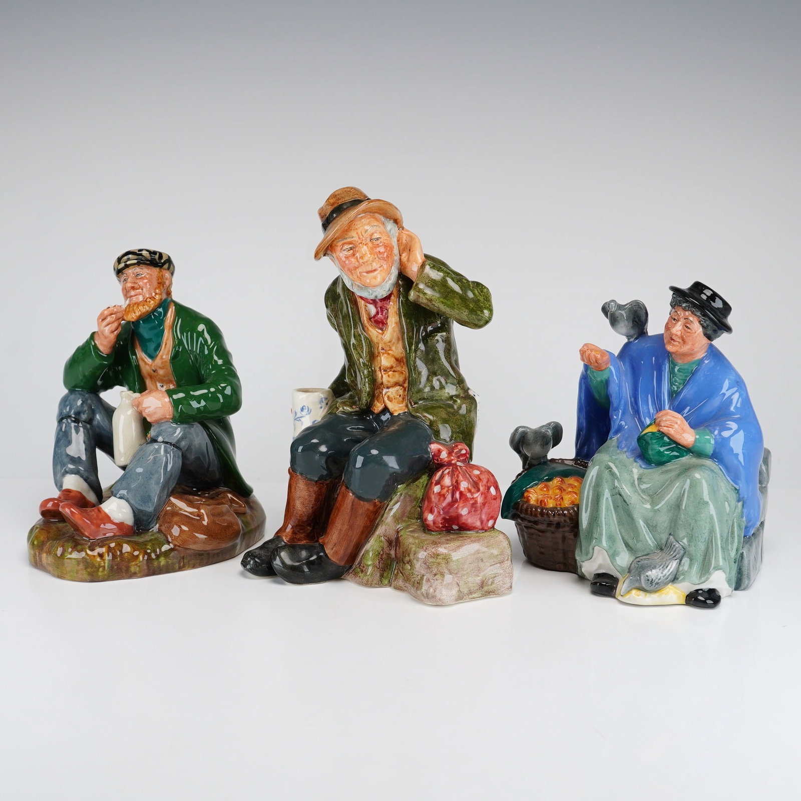 3pc Royal Doulton Figurines, Tuppence A Bag, Wayfarer, and Owd Willum (1 of 3)