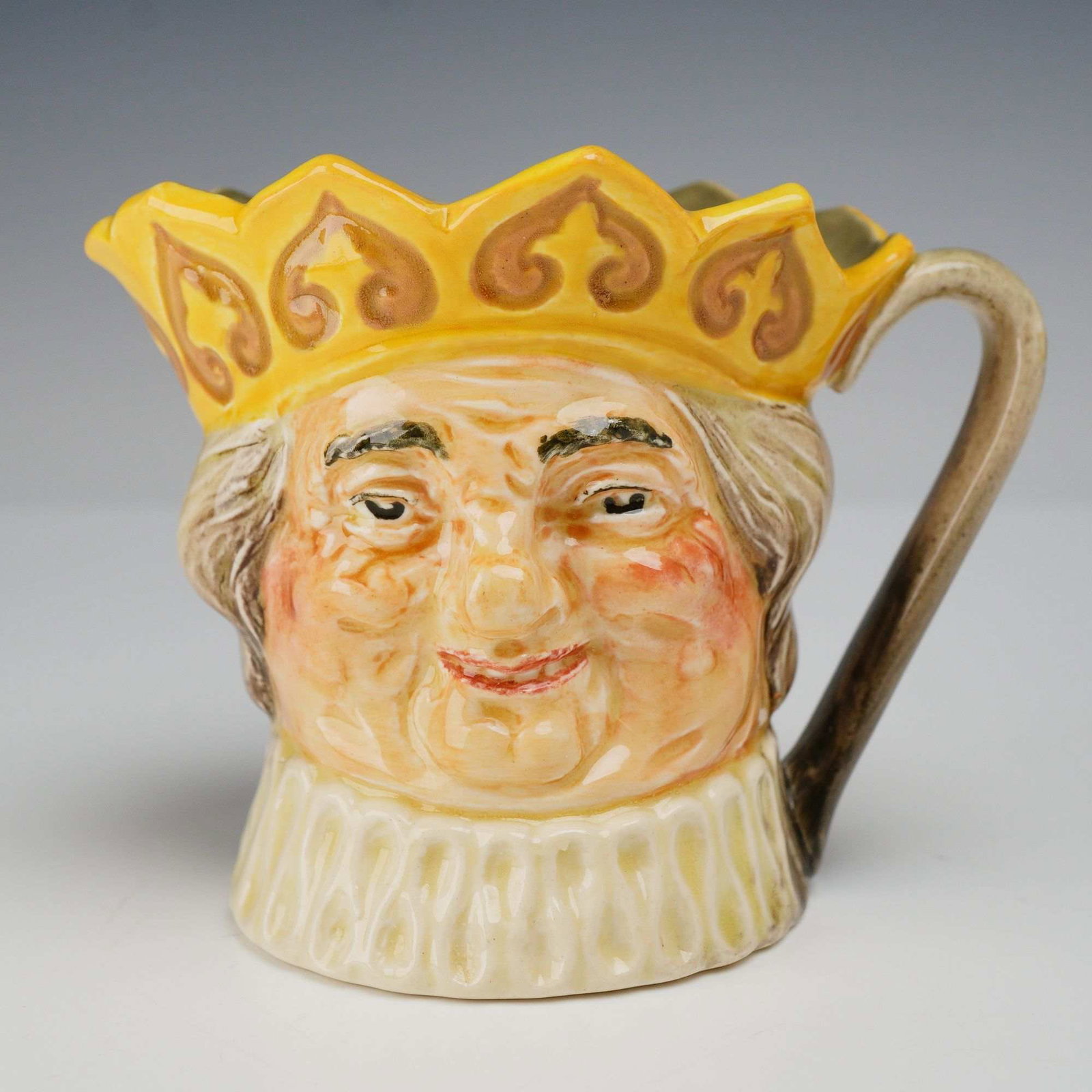 Rare Royal Doulton Old King Cole Small Character Jug D6037, Yellow Crown (1 of 3)