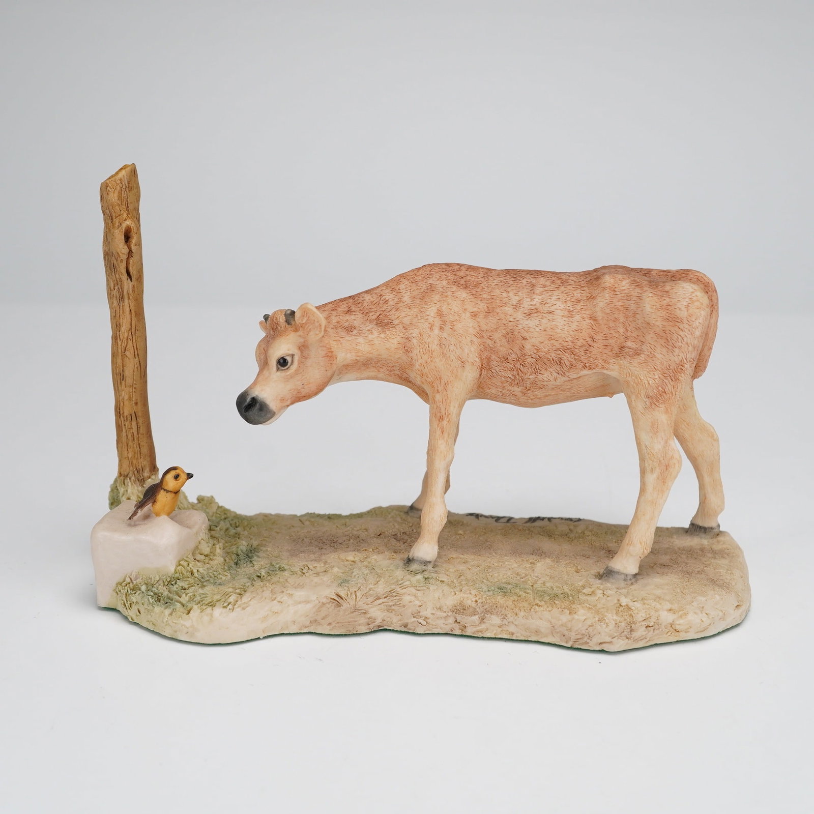 Lowell Davis Schmid Border Fine Arts Figurine, Meeting Of Sheldon: A collectible figurine titled "Meeting Of Sheldon" designed by Lowell Davis and produced by Schmid Border Fine Arts. The piece is crafted from hand-painted resin, depicting a naturalistic pastoral sce