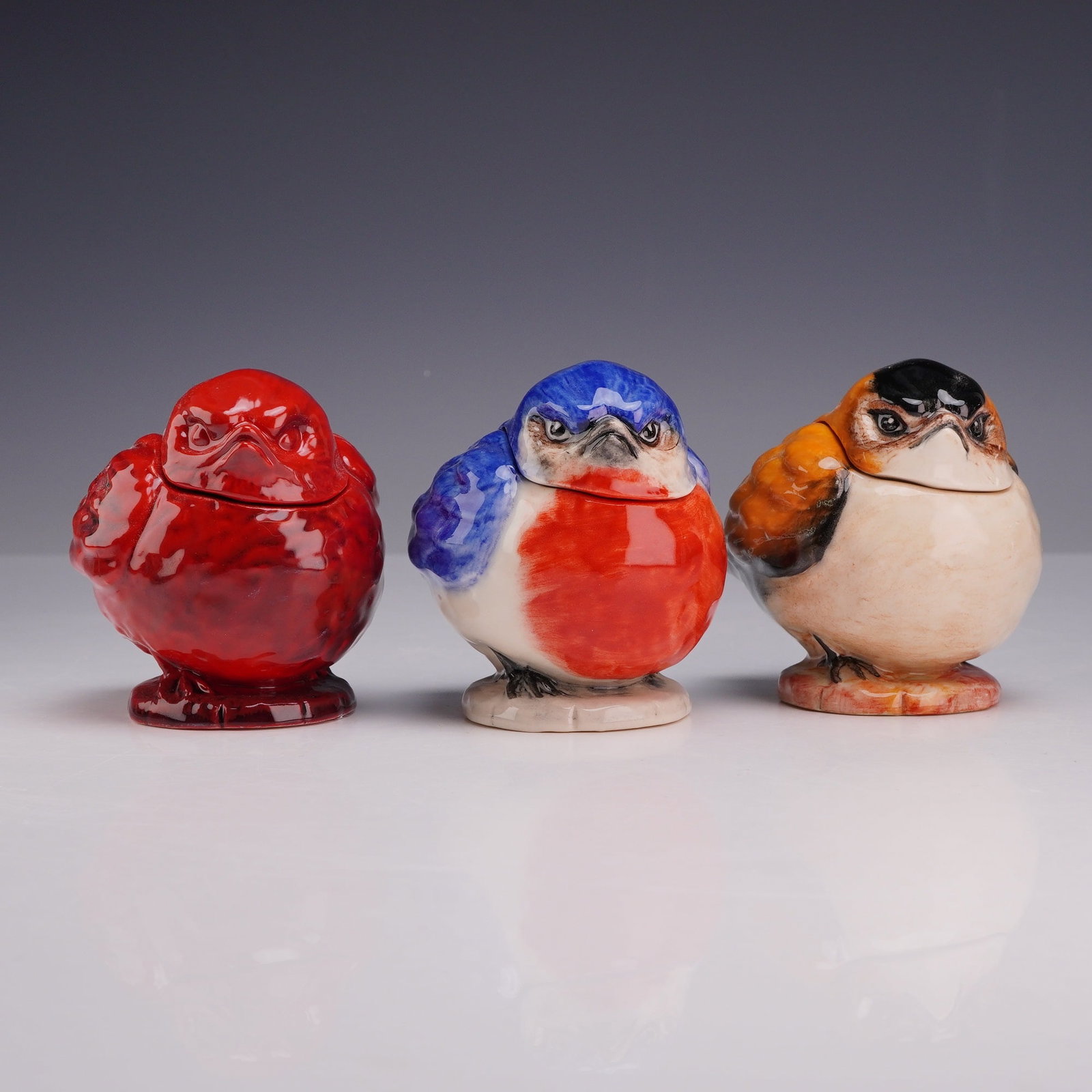 Three Kevin Francis Face Pot Prototype and Limited-Edition Bird Figurines (1 of 5)
