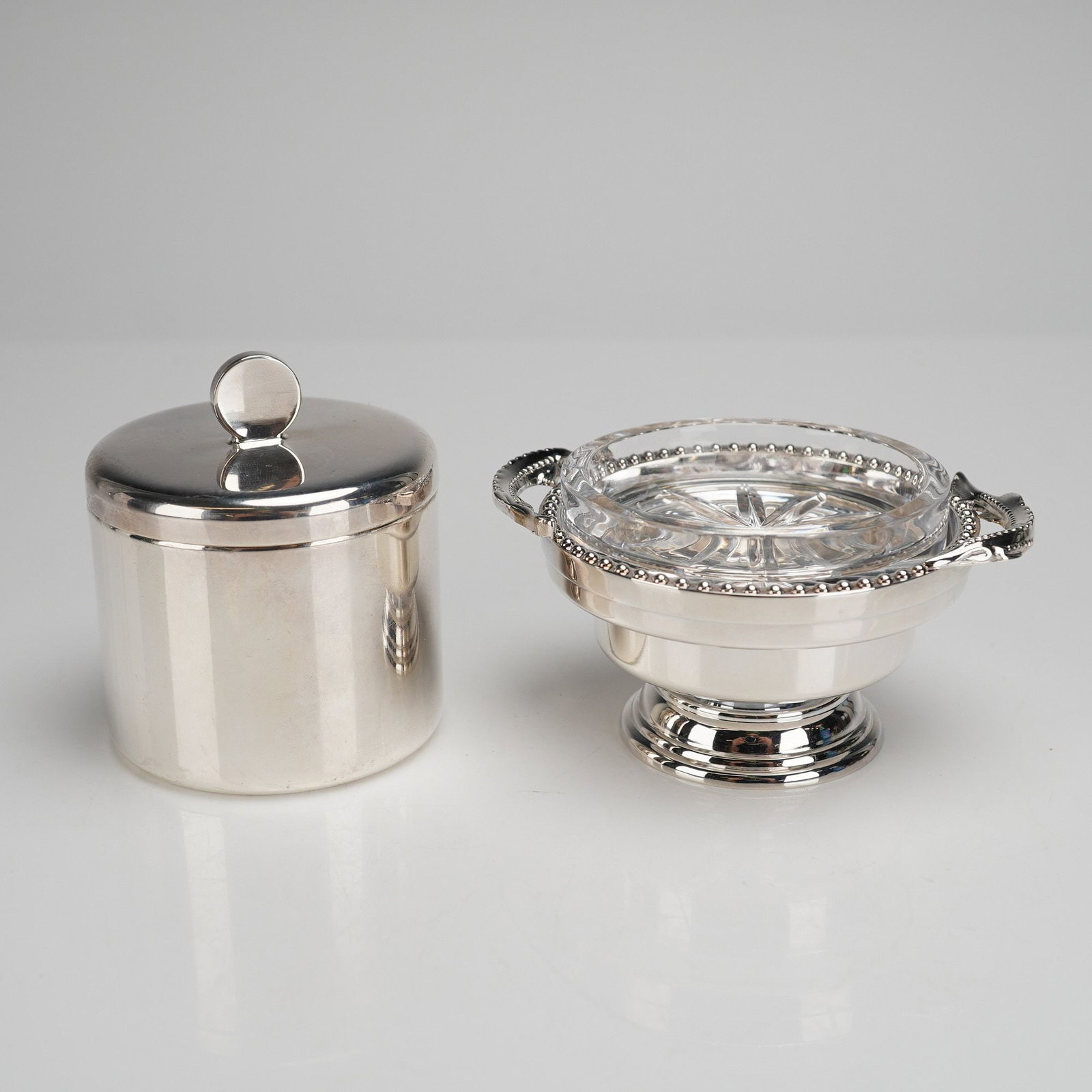 A Two-Piece Silver-Plated and Cut-Glass Serving Set (1 of 5)