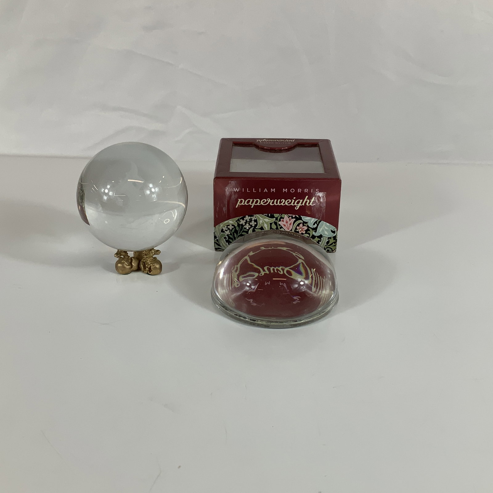 2pc William Morris and Laser-Etched Carousel Glass Paperweights (1 of 3)