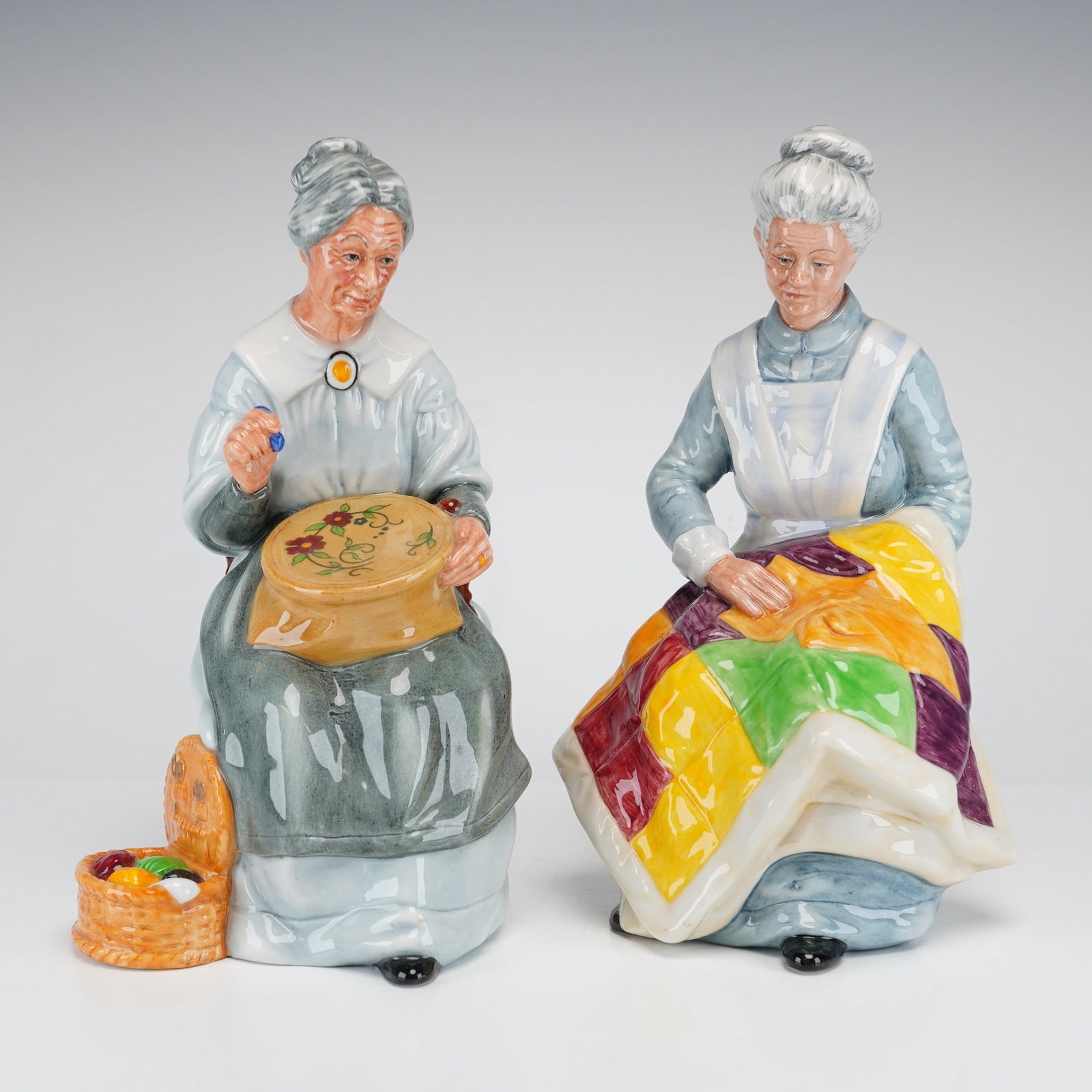 2pc Royal Doulton Figurines, Embroidering HN 2855 and Eventide HN 2814 (1 of 3)