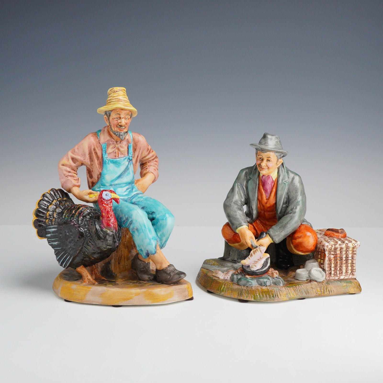 2pc Royal Doulton Porcelain Figurines, Thanksgiving HN 2446 and Bon Appetit HN 2444 (1 of 3)