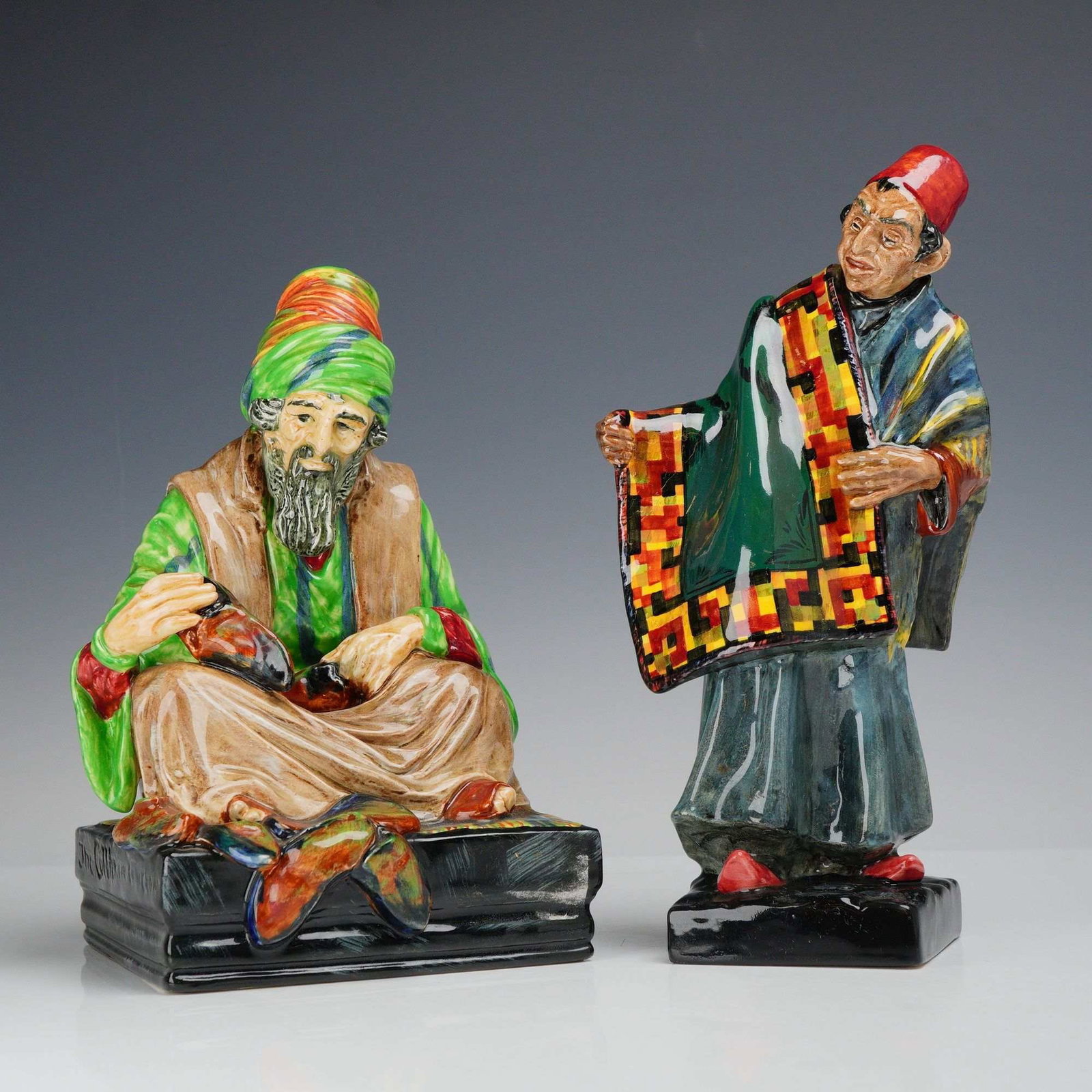 2pc Royal Doulton Ceramic Figurines, The Cobbler HN1706 and Carpet Seller HN1464 (1 of 3)