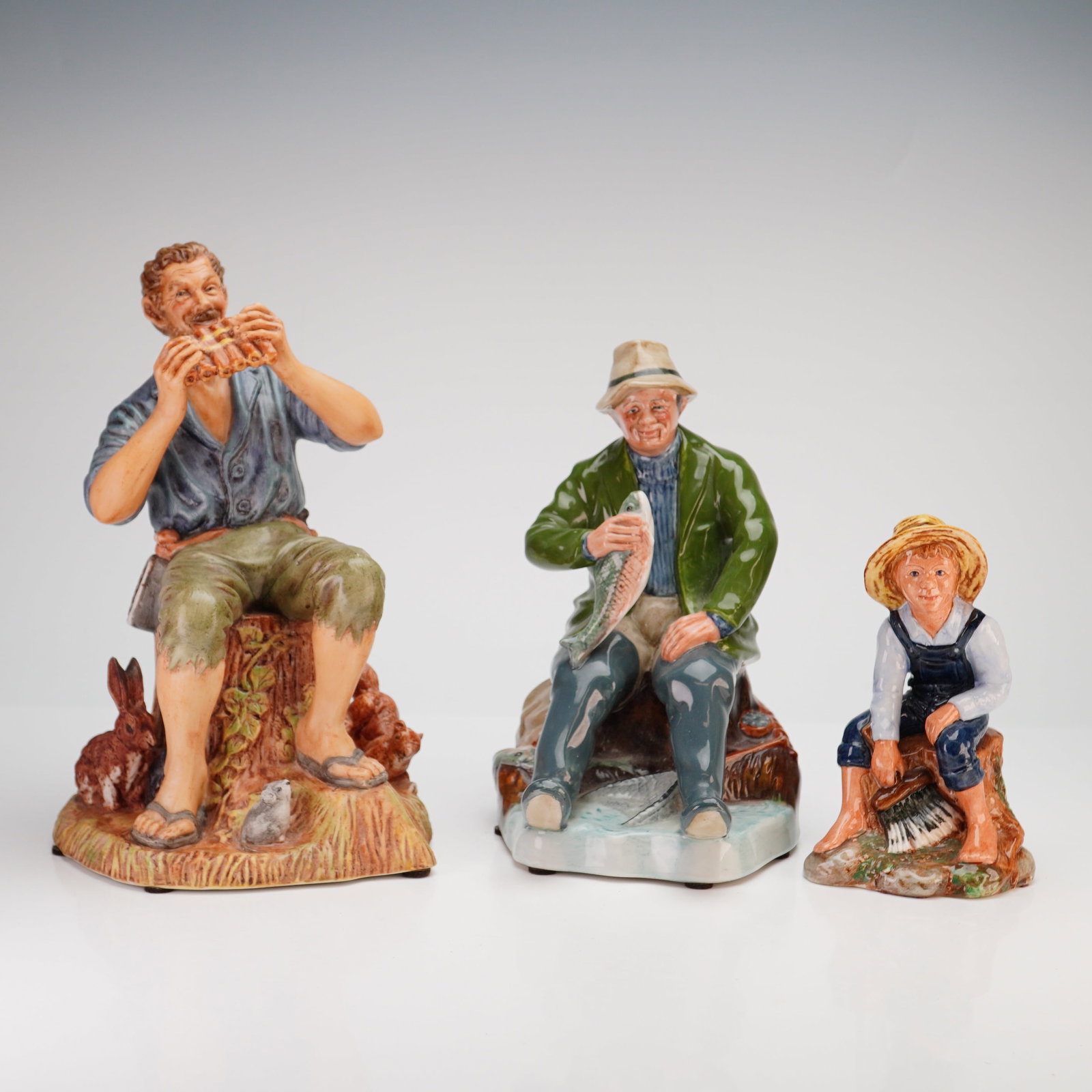 3pc Royal Doulton Figurines, Dreamweaver Matte, A Good Catch and Tom Sawyer (1 of 3)