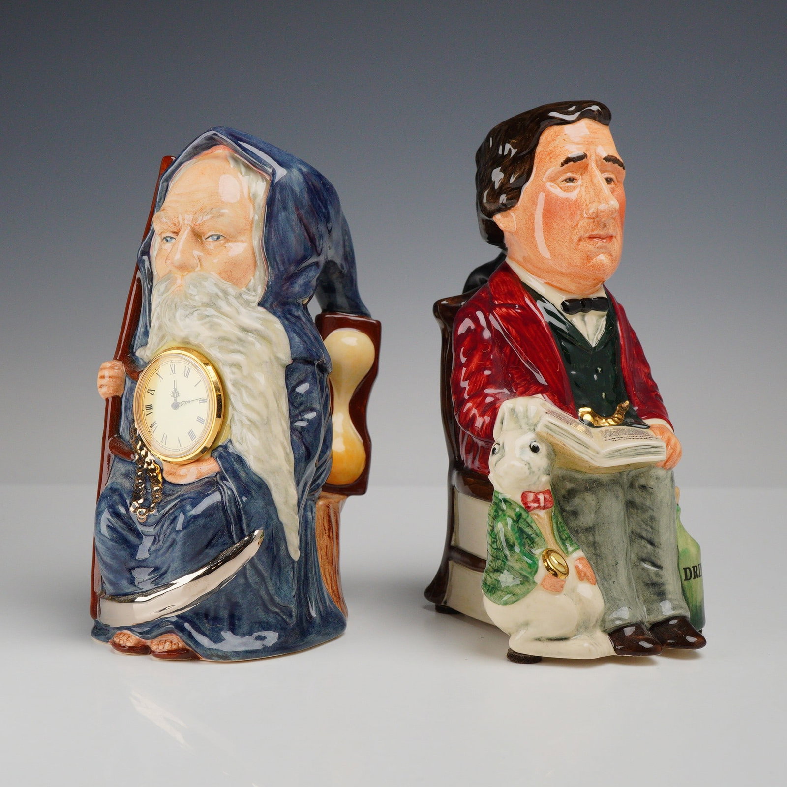 2pc Royal Doulton Limited Edition Toby Jugs Old Father Time and Lewis Carroll (1 of 3)